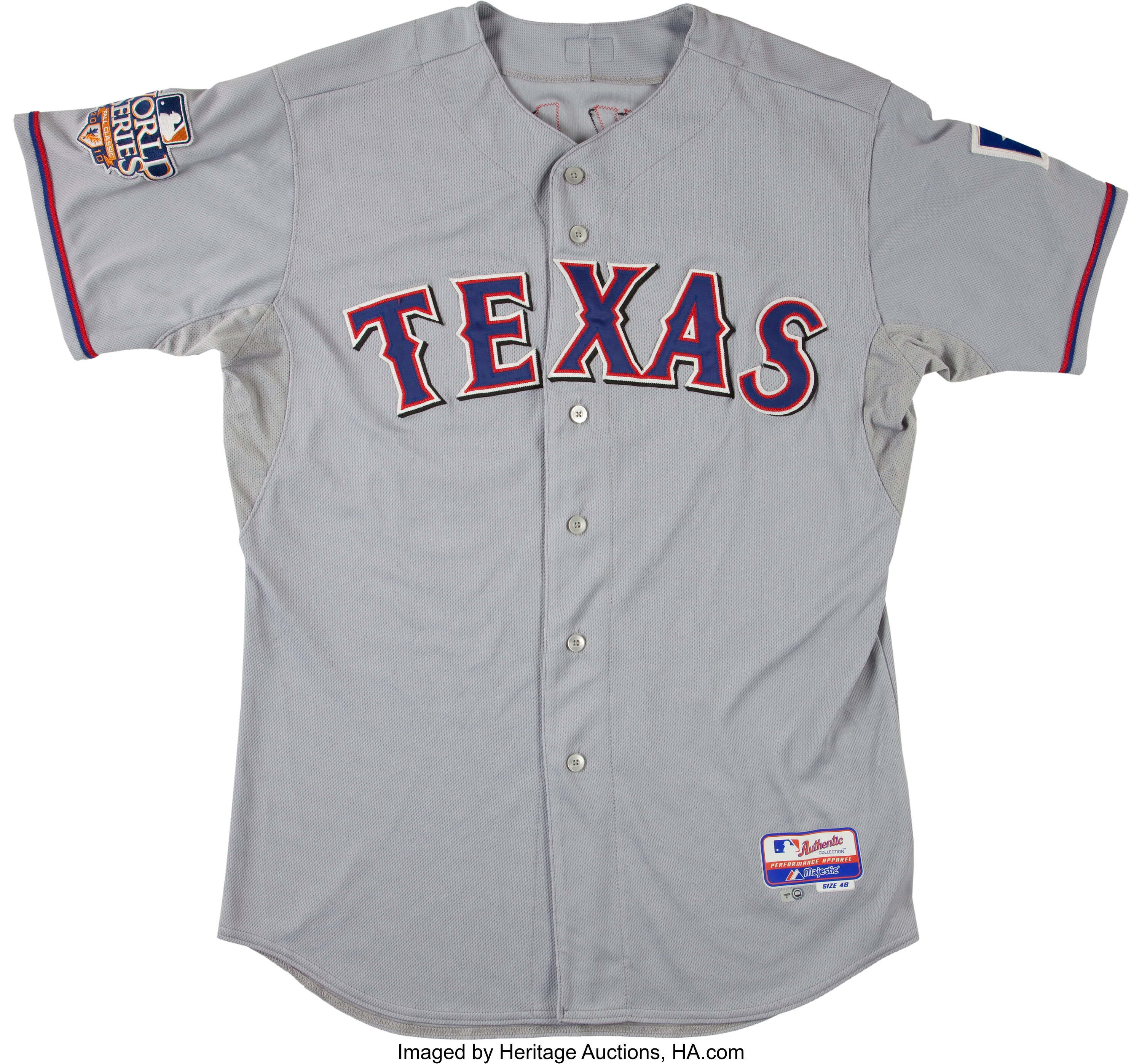 2010 Michael Kirkman Game Worn Texas Rangers World Series Jersey., Lot  #44093