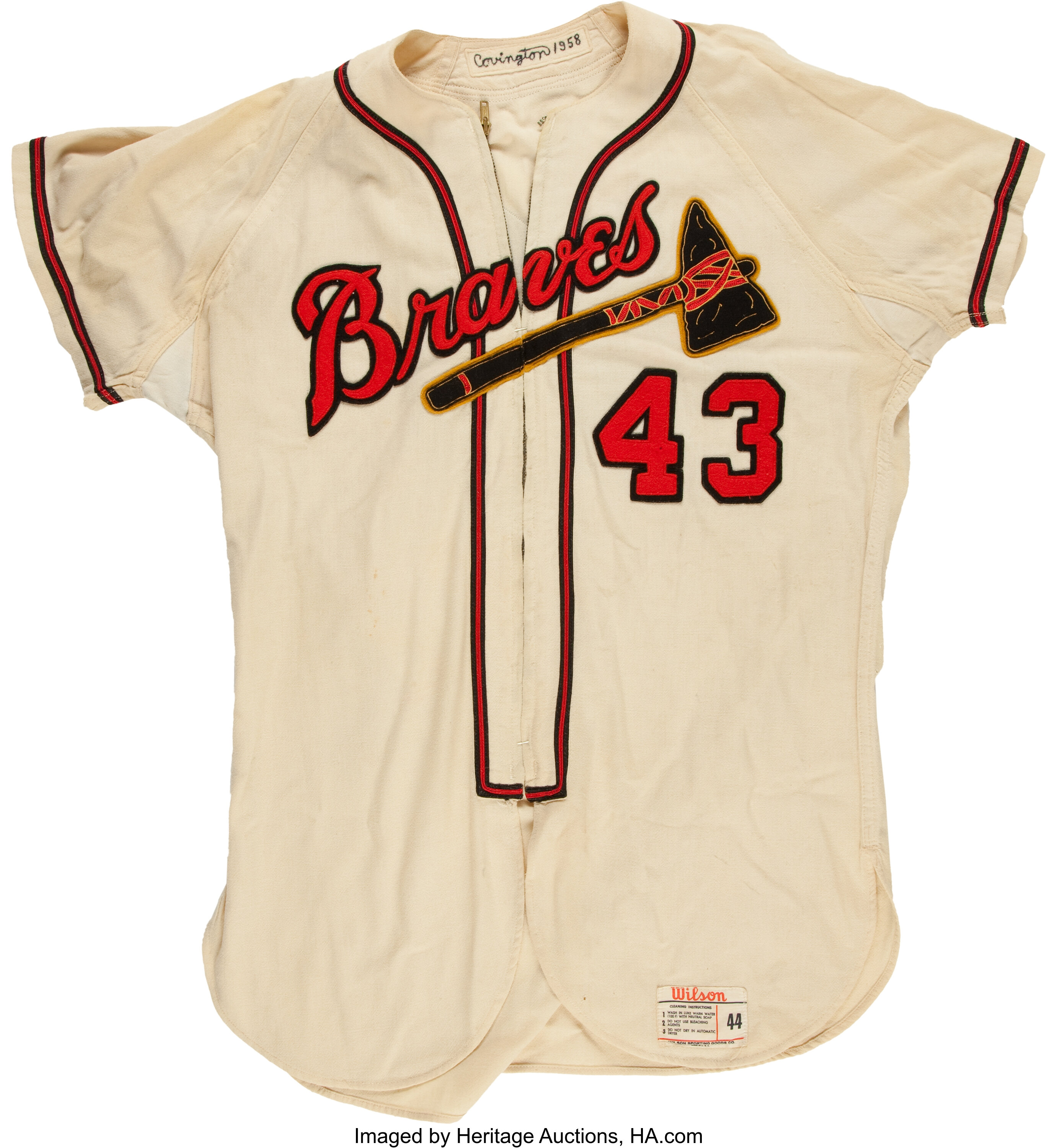 1958 Wes Covington Game Worn Milwaukee Braves Jersey. Baseball, Lot  #81530