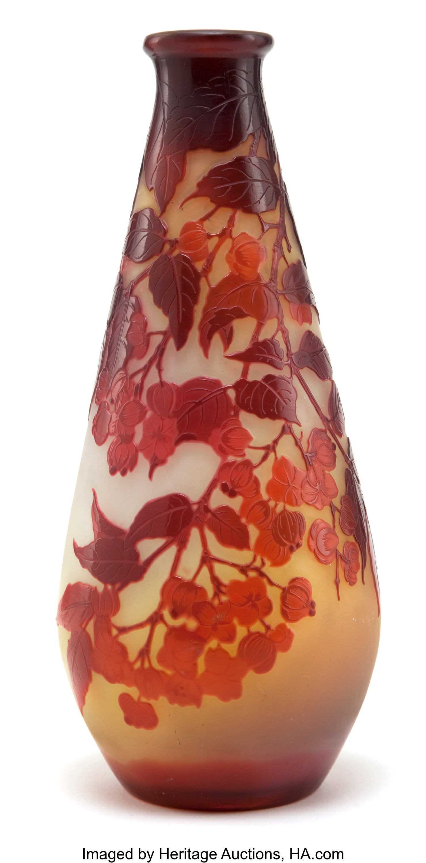 Galle Overlay Glass Vase Yellow Glass With Red Cameo Overlay In A Lot 62055 Heritage Auctions