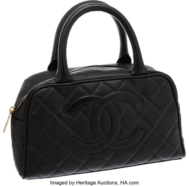 CHANEL, Bags, Chanel Vintage Bowling Doctor Bag In Black Caviar Leather  And Gold Hardware