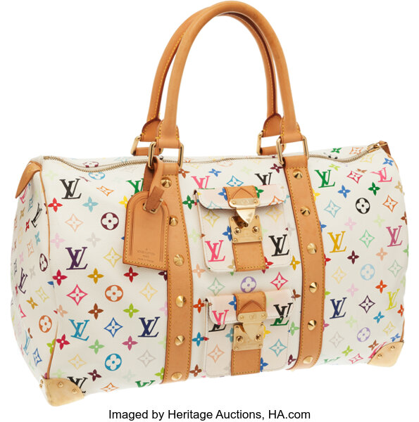 Louis Vuitton White Monogram Multicolor Keepall 45 Weekender Bag