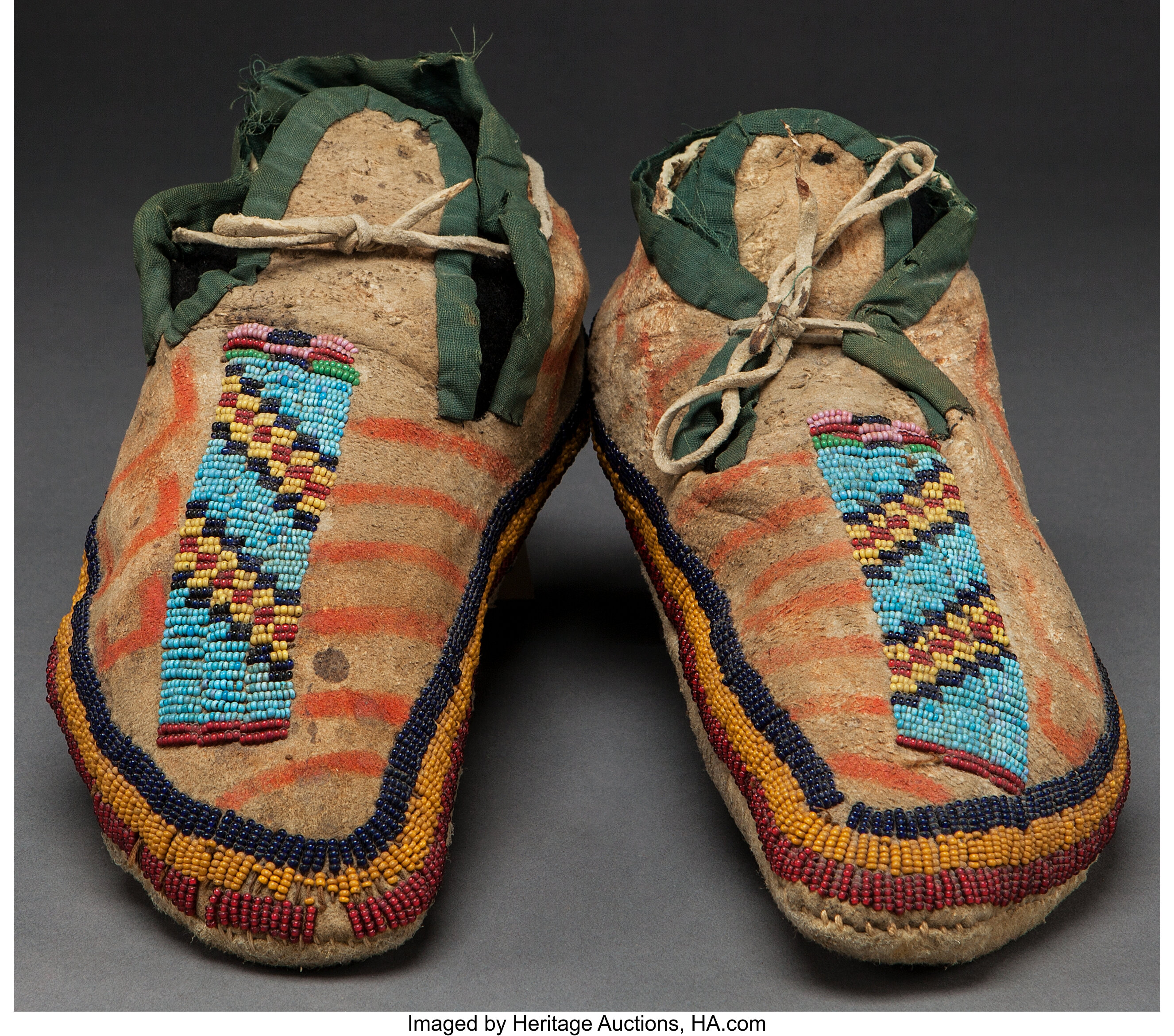 A PAIR OF SIOUX BEADED HIDE MOCCASINS . c. 1890... Other | Lot #50196 ...