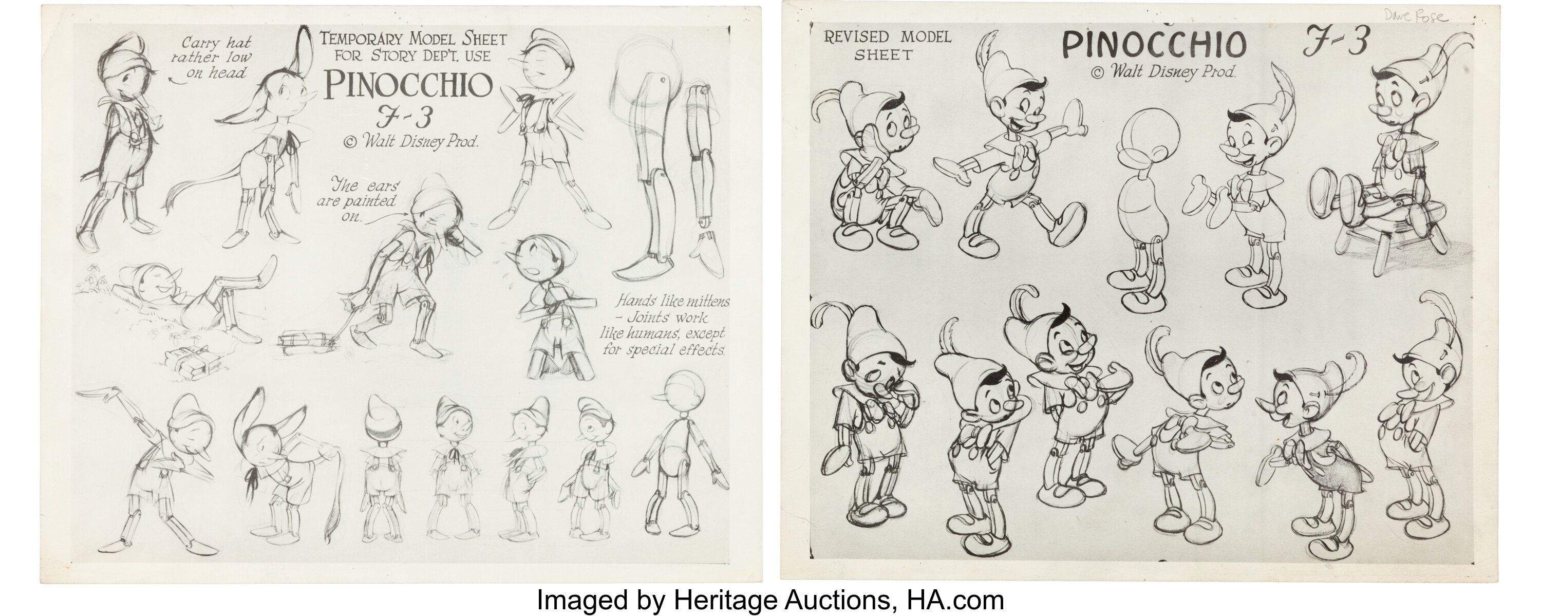 Pinocchio Model Sheet Group (Disney, c. 1938).... (Total: 2 Items ...