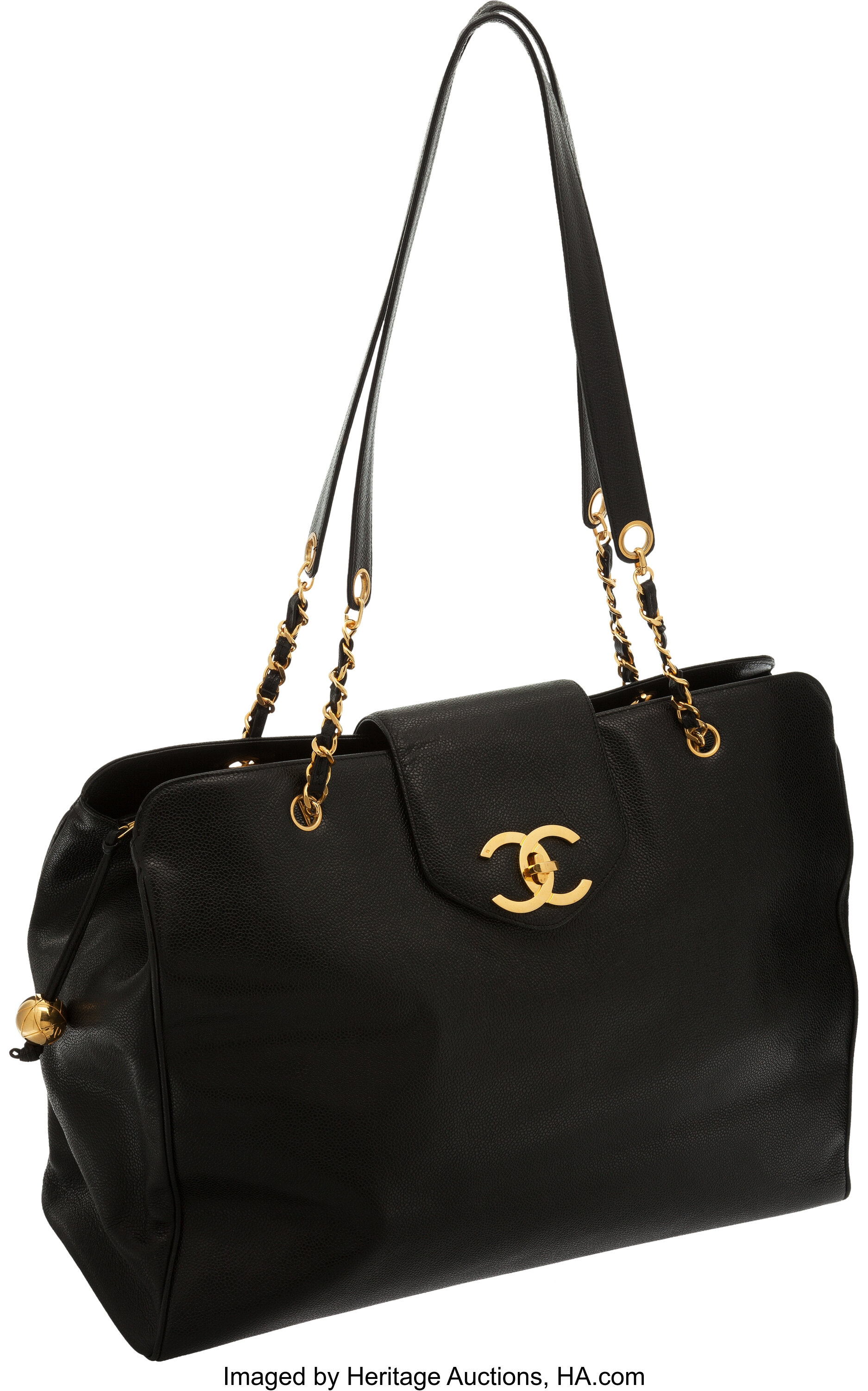 Chanel Rare Black Caviar Leather Large Supermodel Weekender Bag