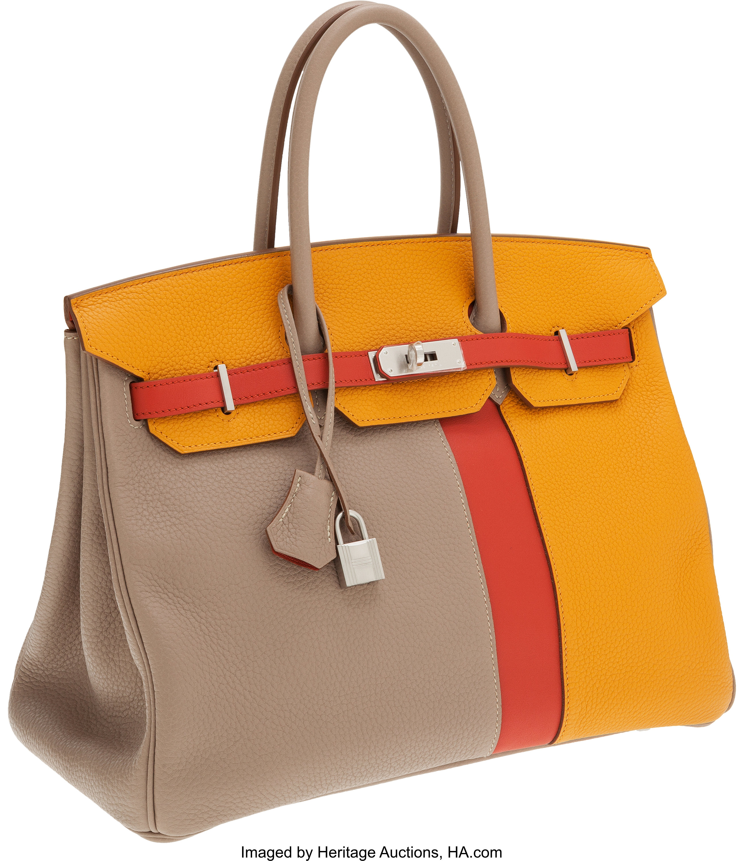 Hermes Limited Edition 35cm Tri-Color Birkin Bag with Palladium, Lot  #56092