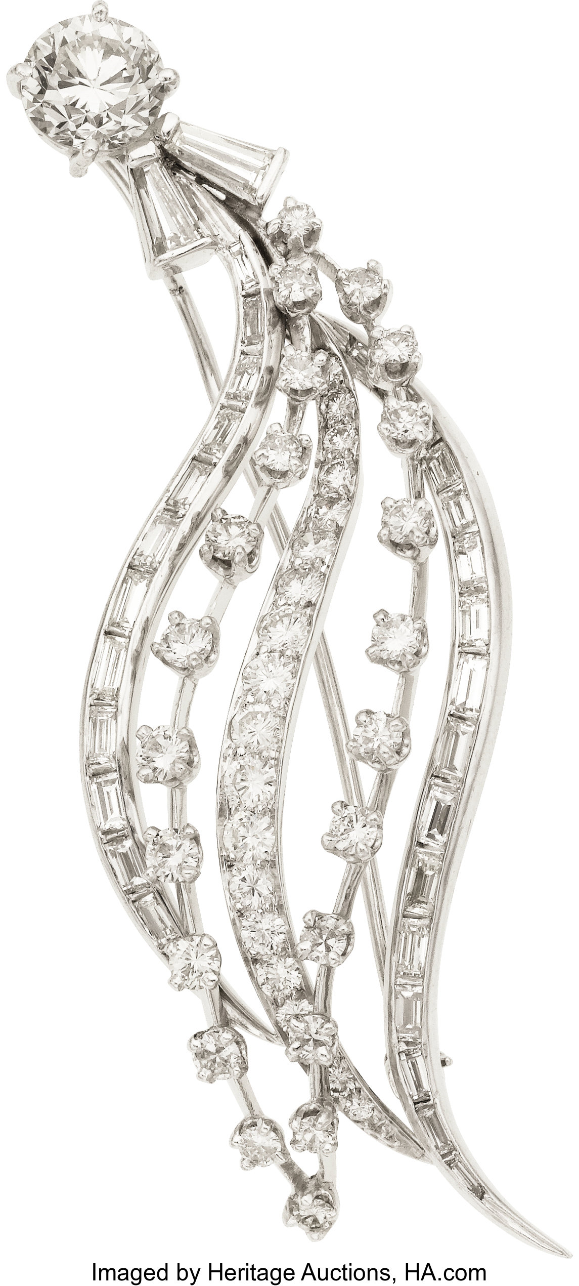 Diamond, Platinum Brooch. ... Estate Jewelry Brooches - Pins | Lot ...