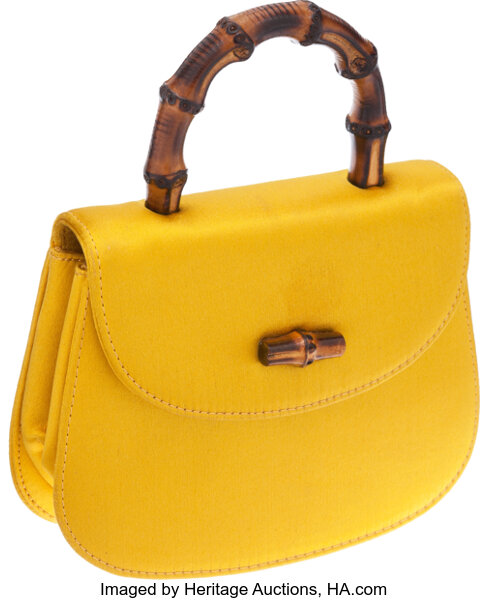 Gucci Yellow Satin Top Handle Bag . Very Good Condition. 5.5