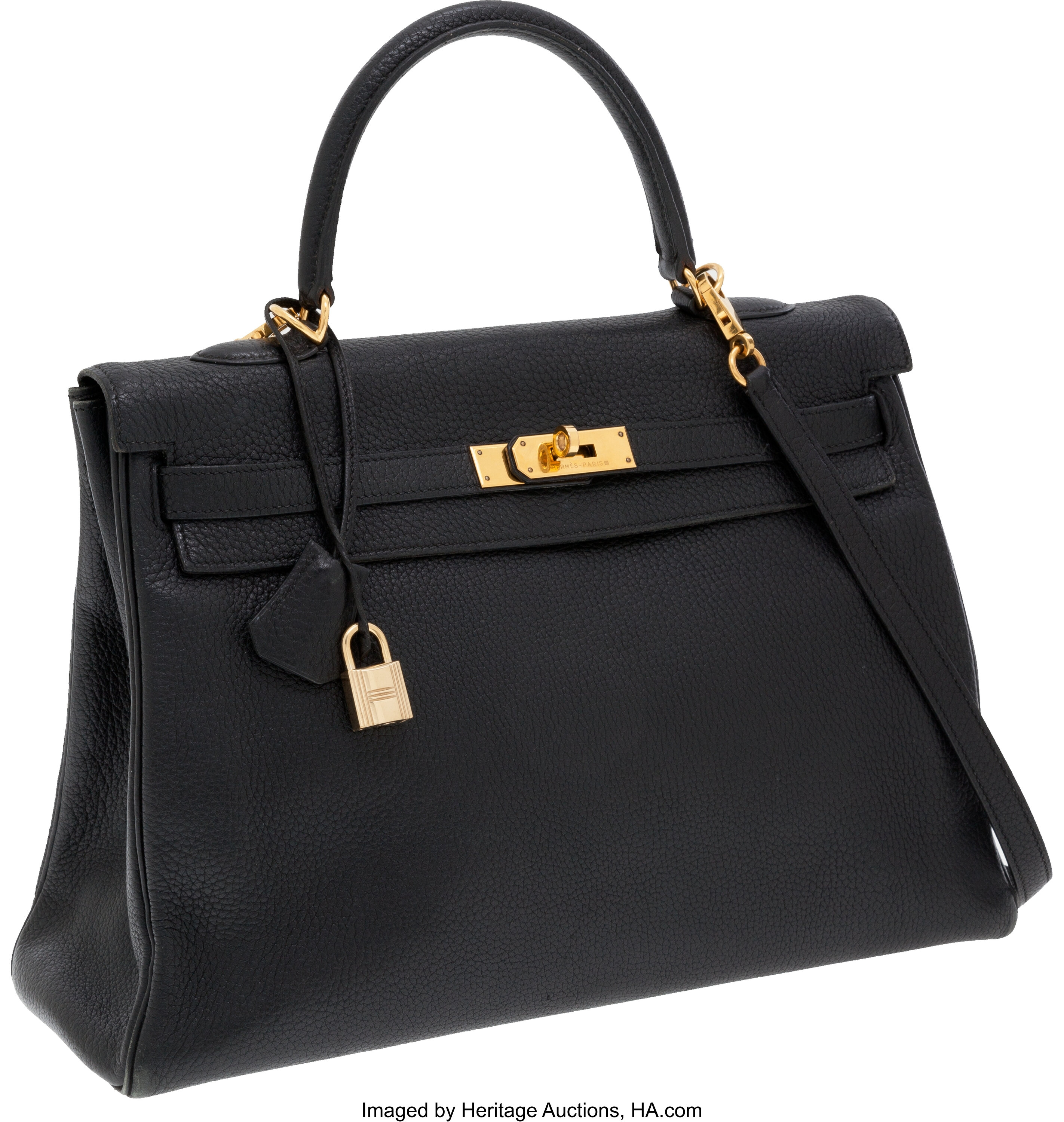 Hermes Kelly Black Fjord- 35cm Gold Hardware