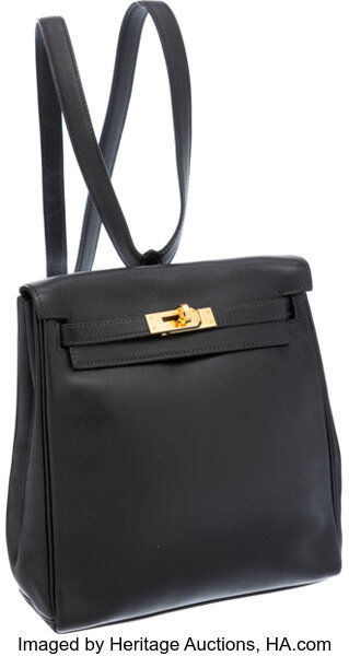 HERMÈS, KELLY ADO II BACKPACK OF BLACK CLEMENCE LEATHER WITH PALLADIUM  HARDWARE, Handbags & Accessories, 2020