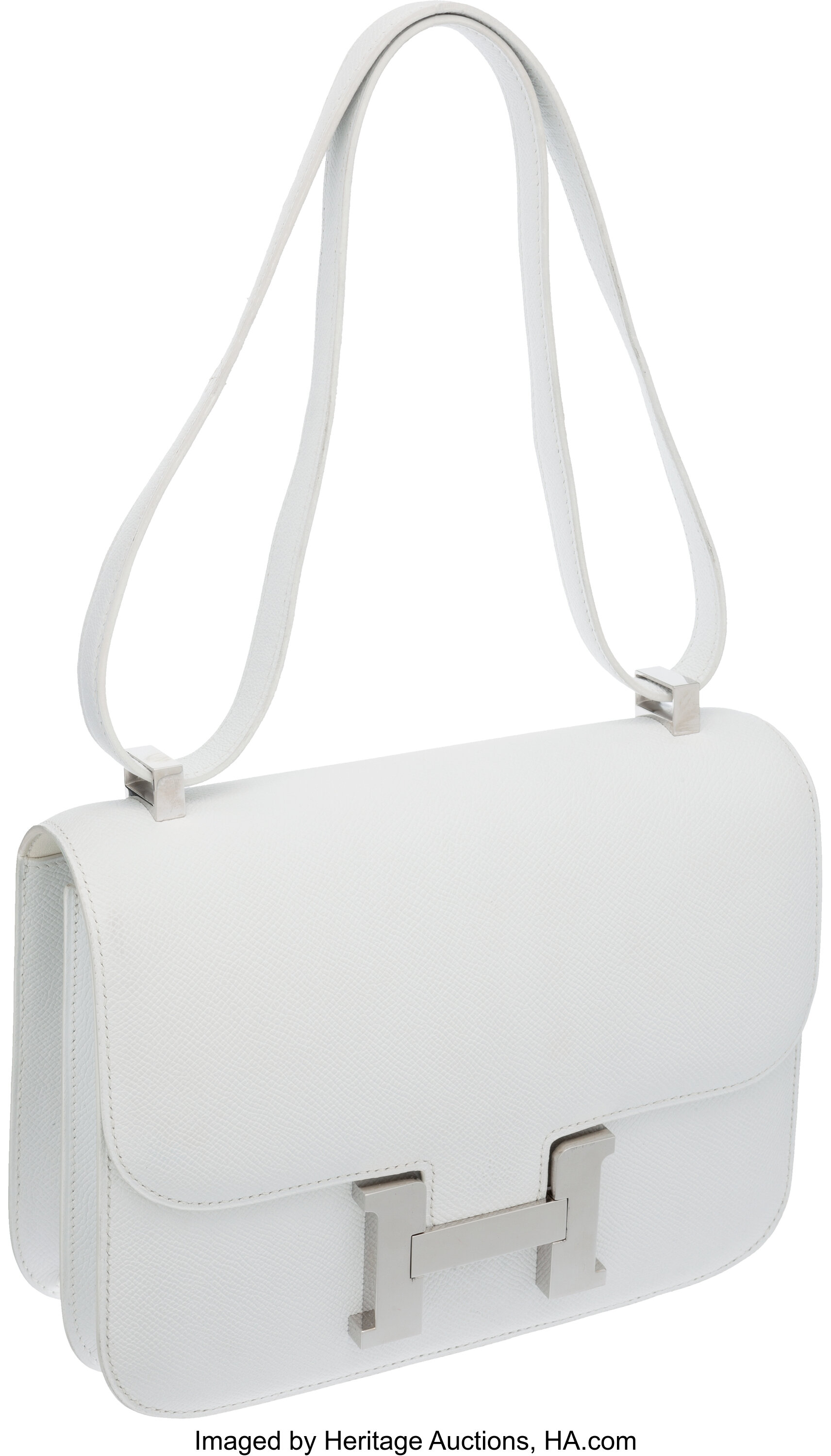 Hermes 23cm White Epsom Leather Constance Bag with Palladium, Lot #56078