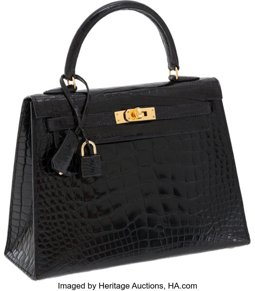 Hermes Kelly 20 Black Alligator Mini Sellier Gold Hardware Limited