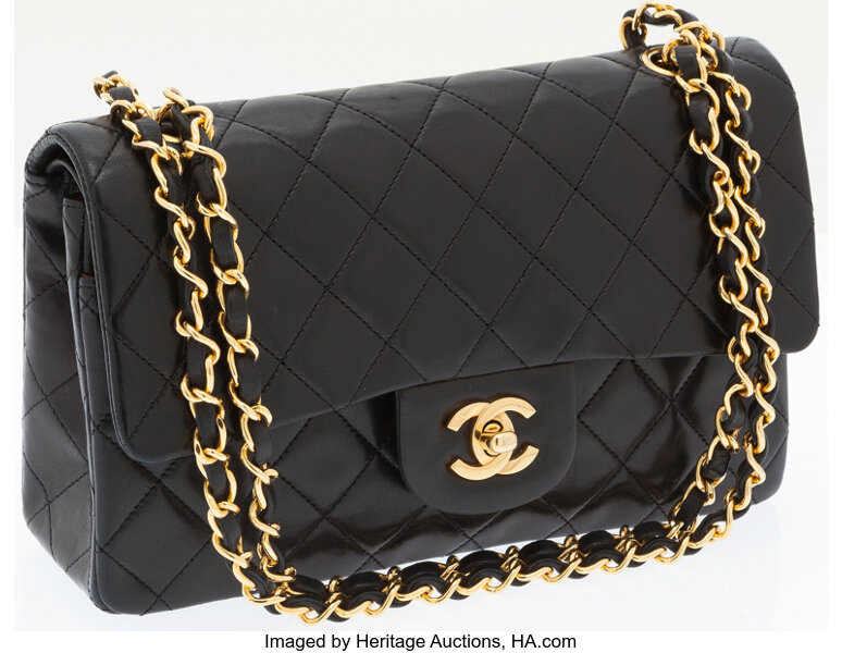 Chanel Black Lambskin Leather Small Classic Double Flap Bag with