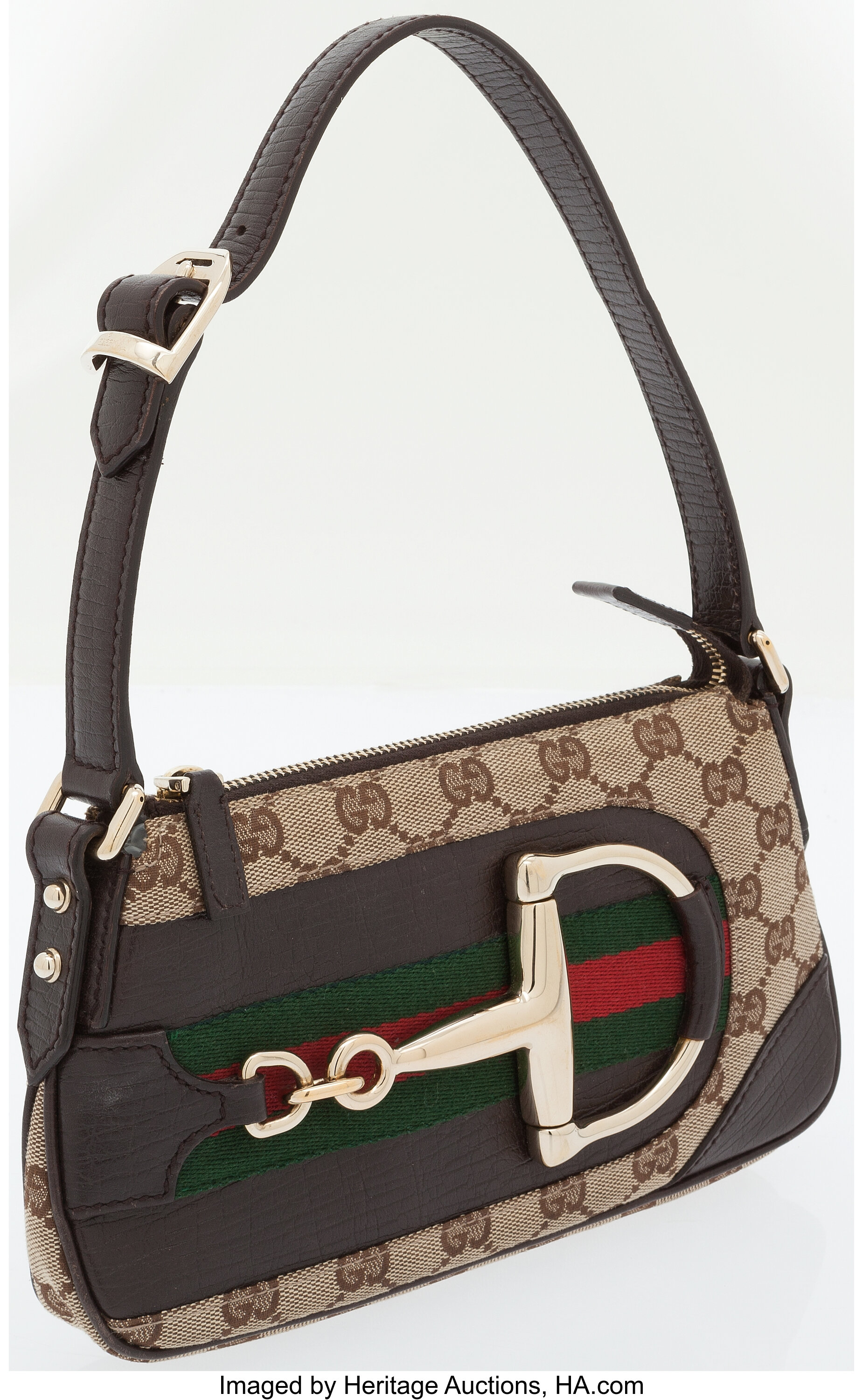 Sold at Auction: GUCCI SMALL POCHETTE MONOGRAMMED HANDBAG