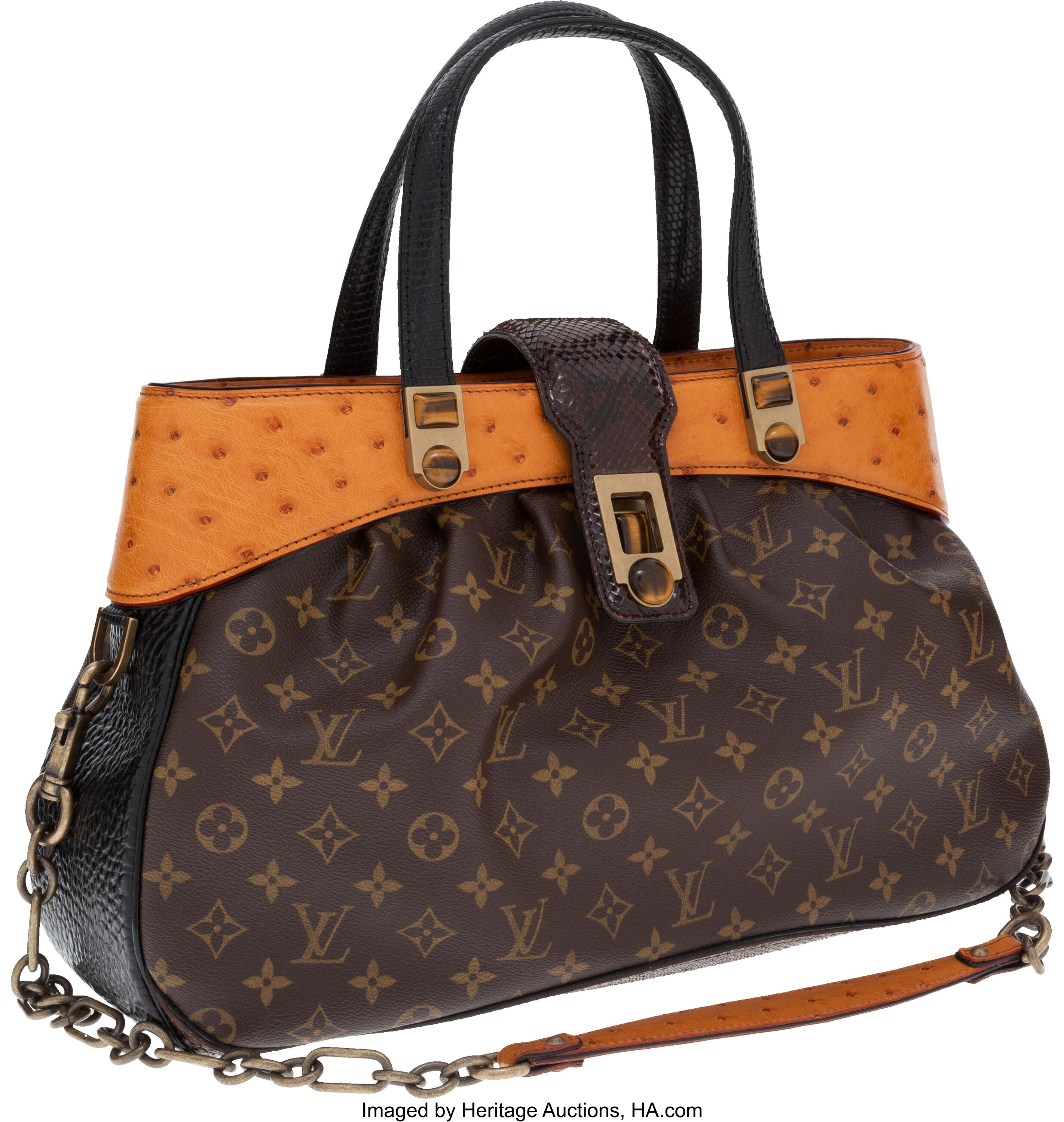 Louis Vuitton Monogram Canvas and Leather with Snakeskin and Ostrich Trim  Limited Edition Oskar Waltz Bag Louis Vuitton