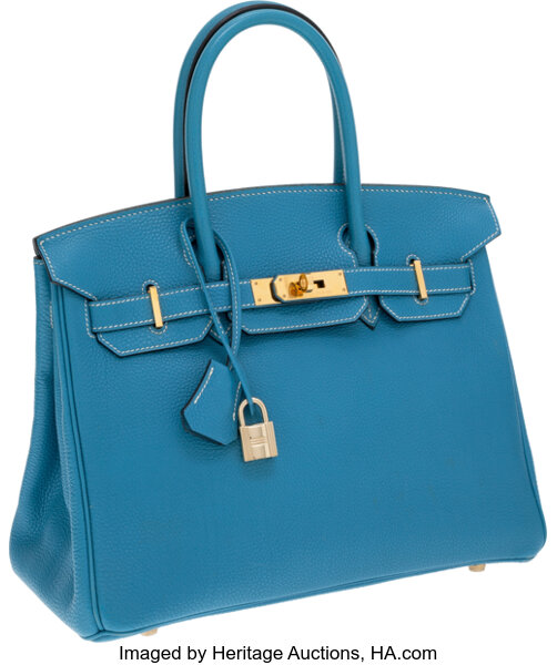 Hermes Birkin 30cm Blue Jean Togo Gold Hardware