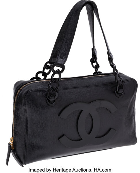 Sold at Auction: Chanel Vintage Black Caviar Leather Briefcase