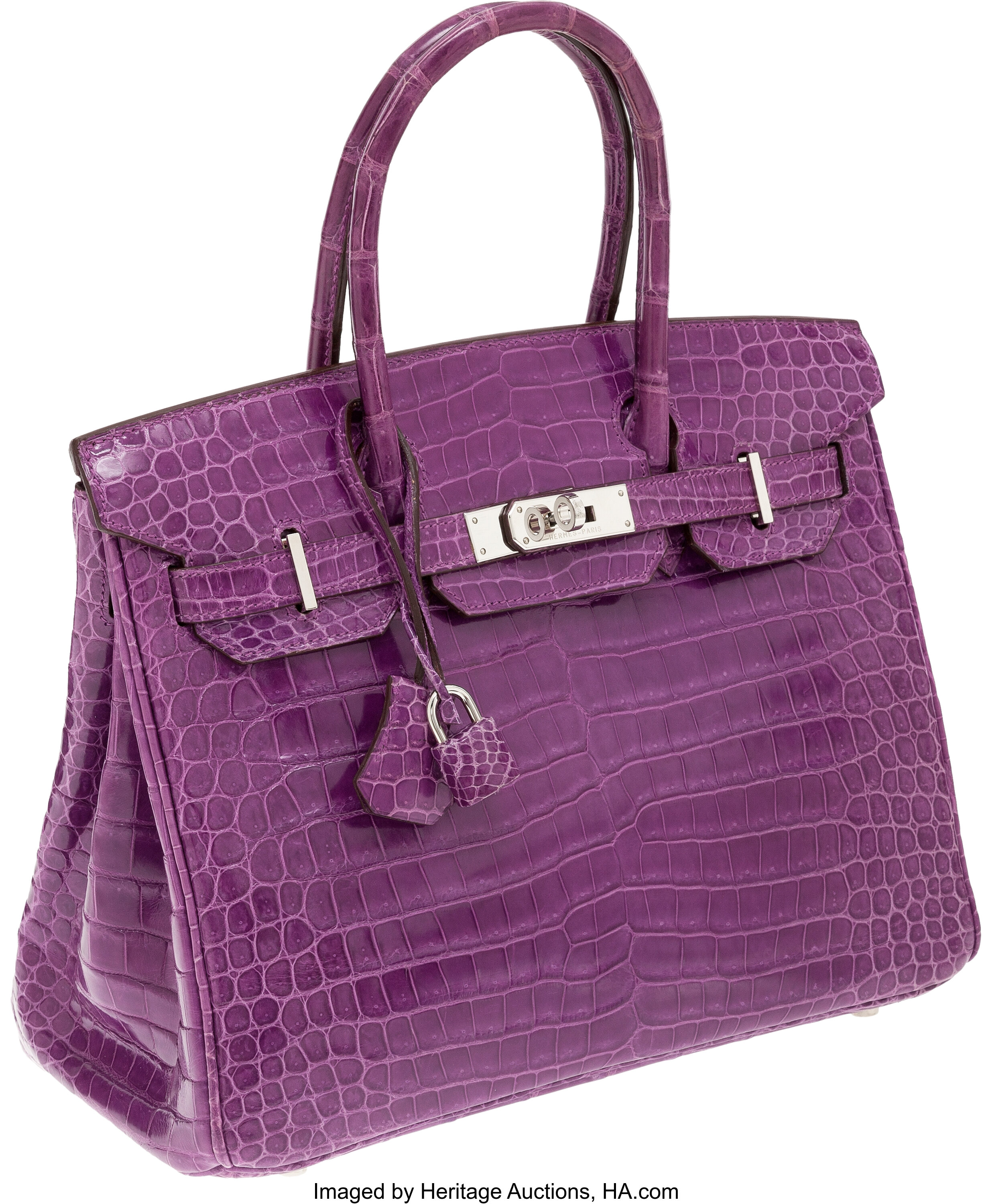 Birkin 30 crocodile handbag Hermès Purple in Crocodile - 8440570