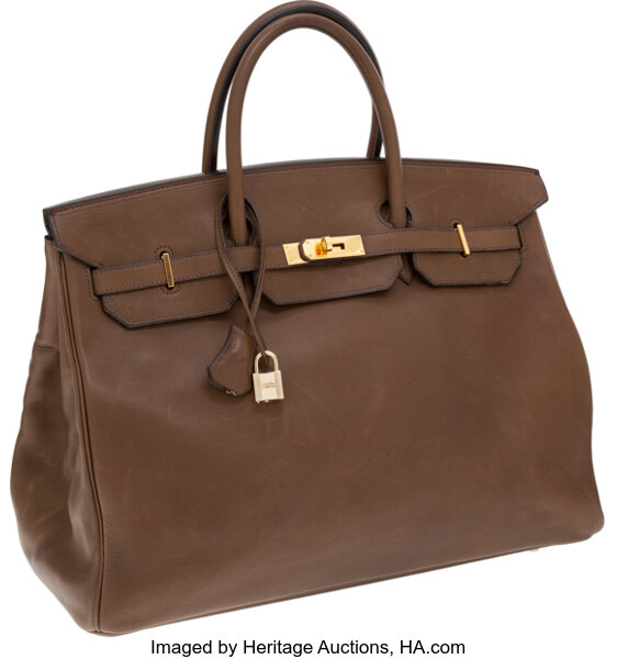 HERMES Barenia Natural Leather Gold 40 cm Birkin Bag