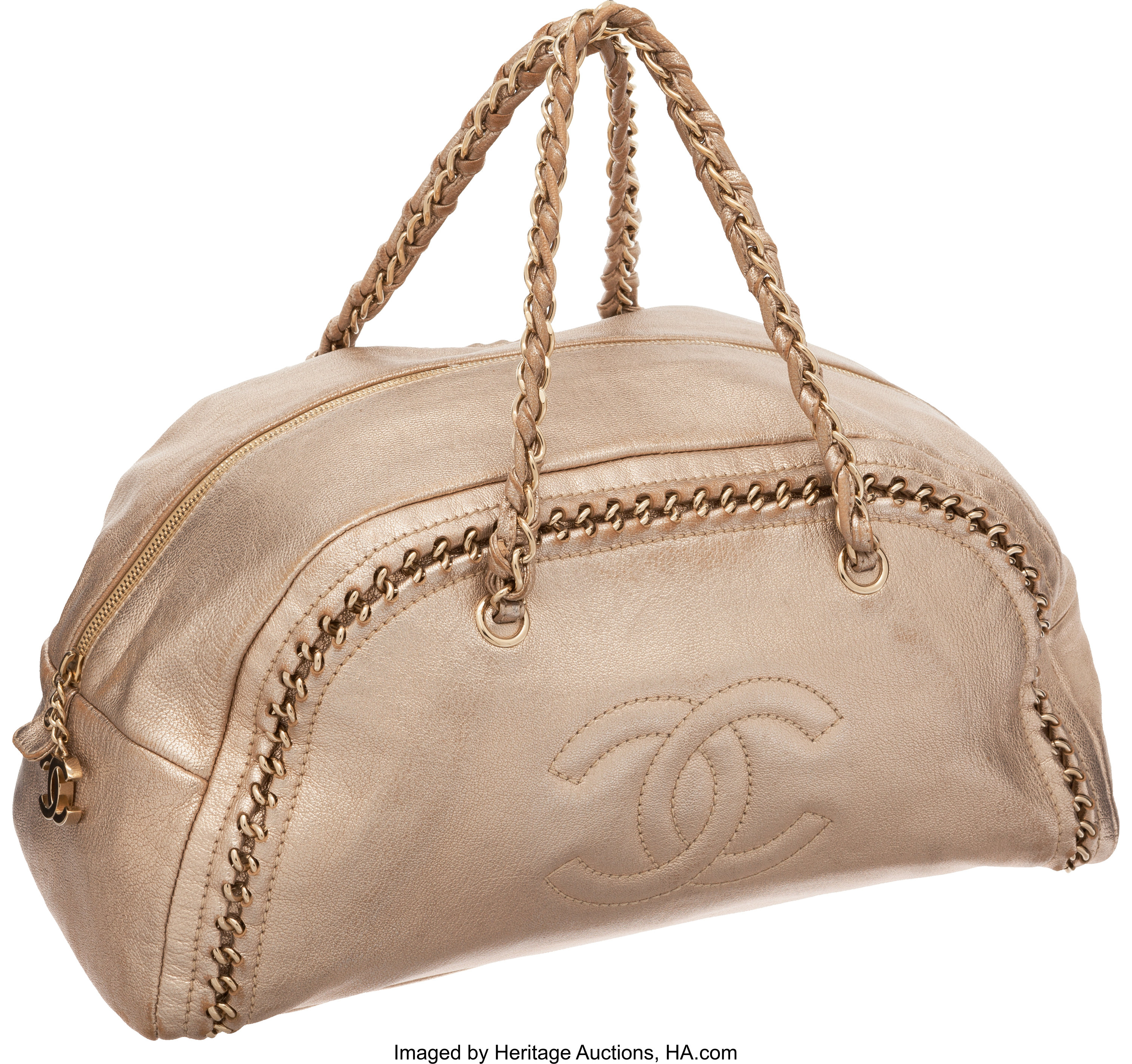 Chanel Mademoiselle Bowling Bag Bronze Caviar Leather Chain Shoulder B –  Gaby's Bags
