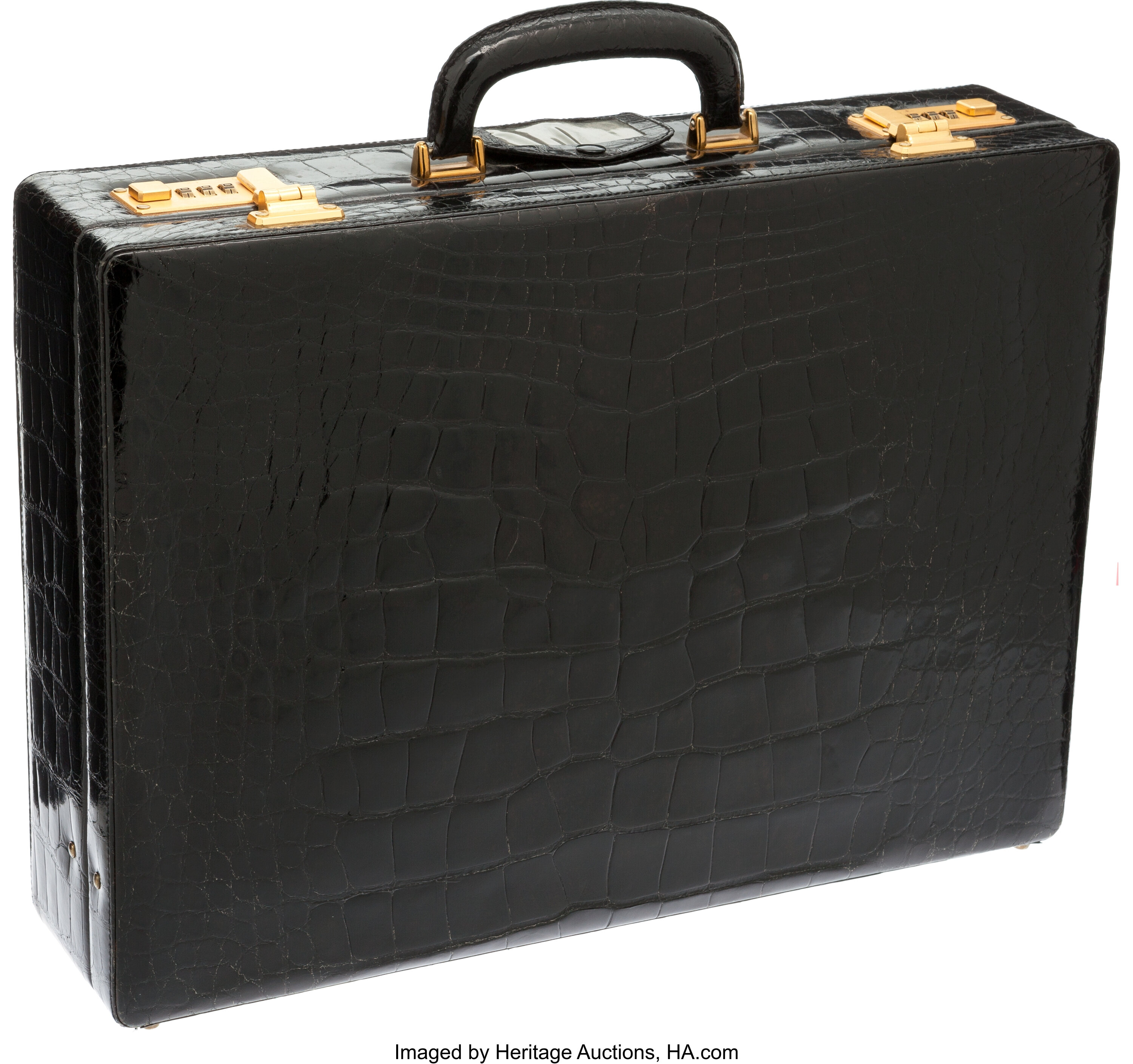 Leather suitcase - Black alligator / crocodile - Paris store – ABP Concept