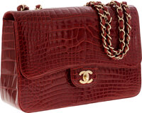 Chanel Red Alligator Jumbo Classic Double Flap Bag