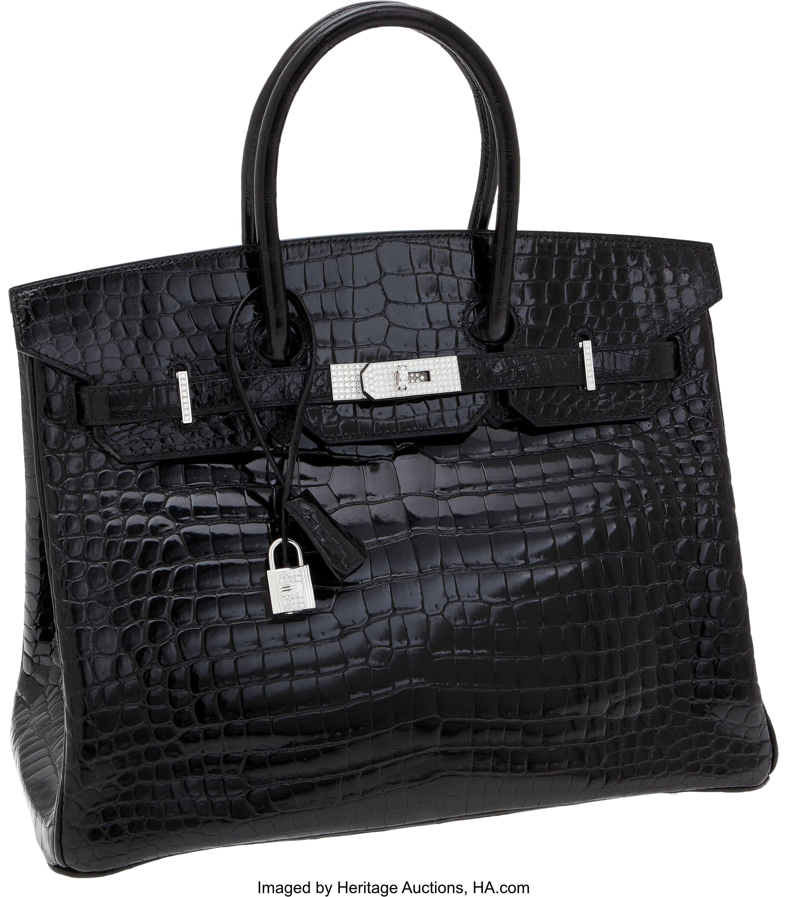 New Arrival: Black Birkin in shiny croc with diamond hardware