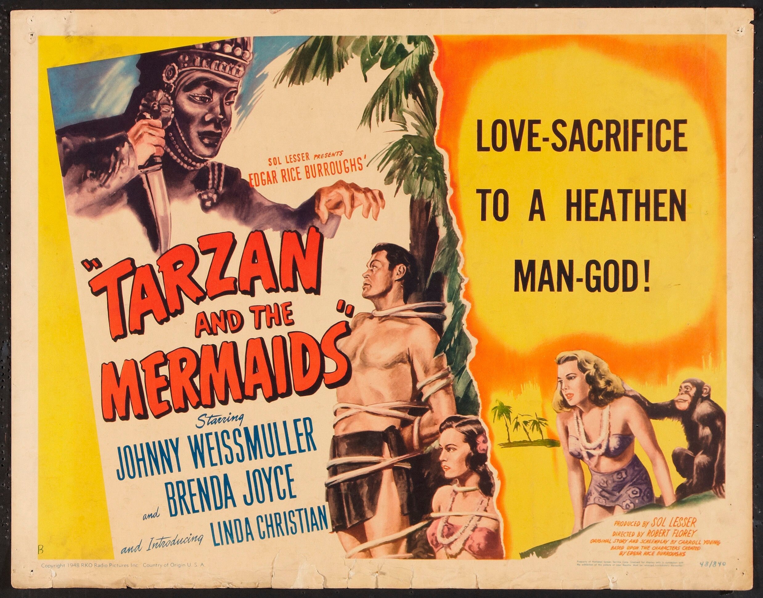 Tarzan and the Mermaids (RKO, 1948). Half Sheet (22