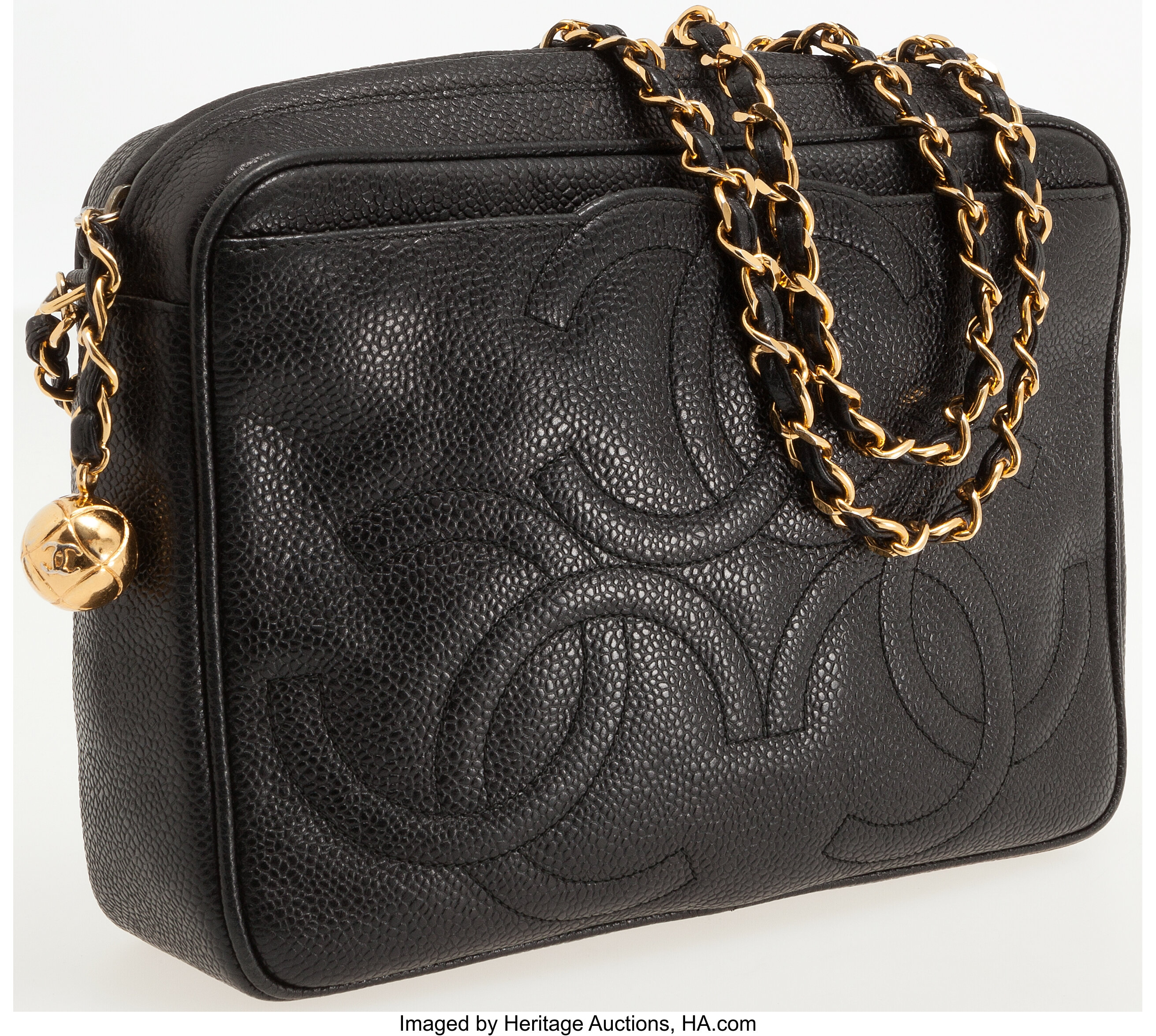 Navy Quilted Caviar Camera Pocket Tassel Bag Gold Hardware, 1991-1994, Handbags & Accessories, The Chanel Collection, 2022