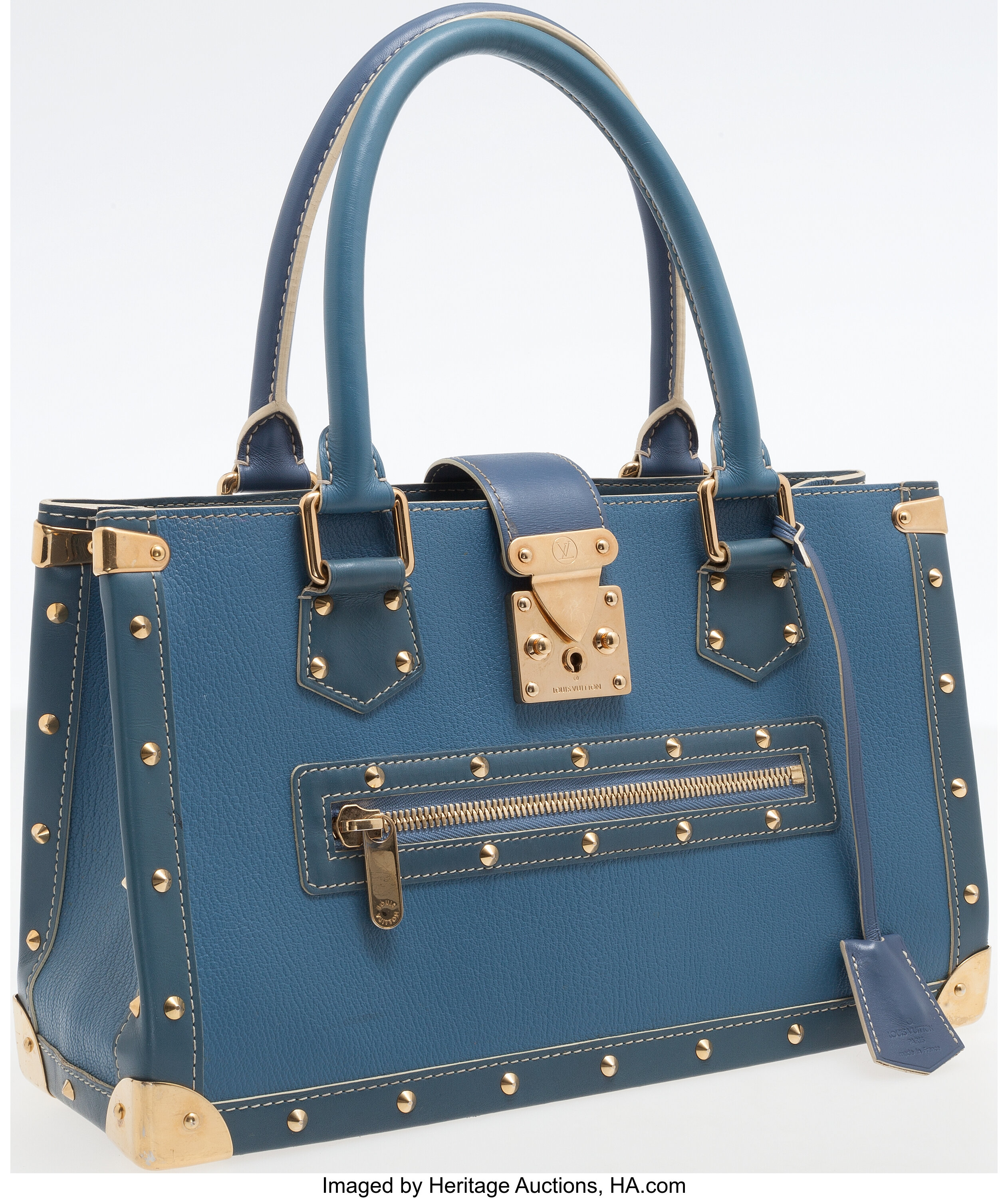 Louis Vuitton Suhali Le Fabuleux Blue Shoulder Hand Bag Gold