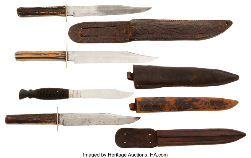 Group Of Four Bowie Knives Circa 1860 1870 Total 4 Edged