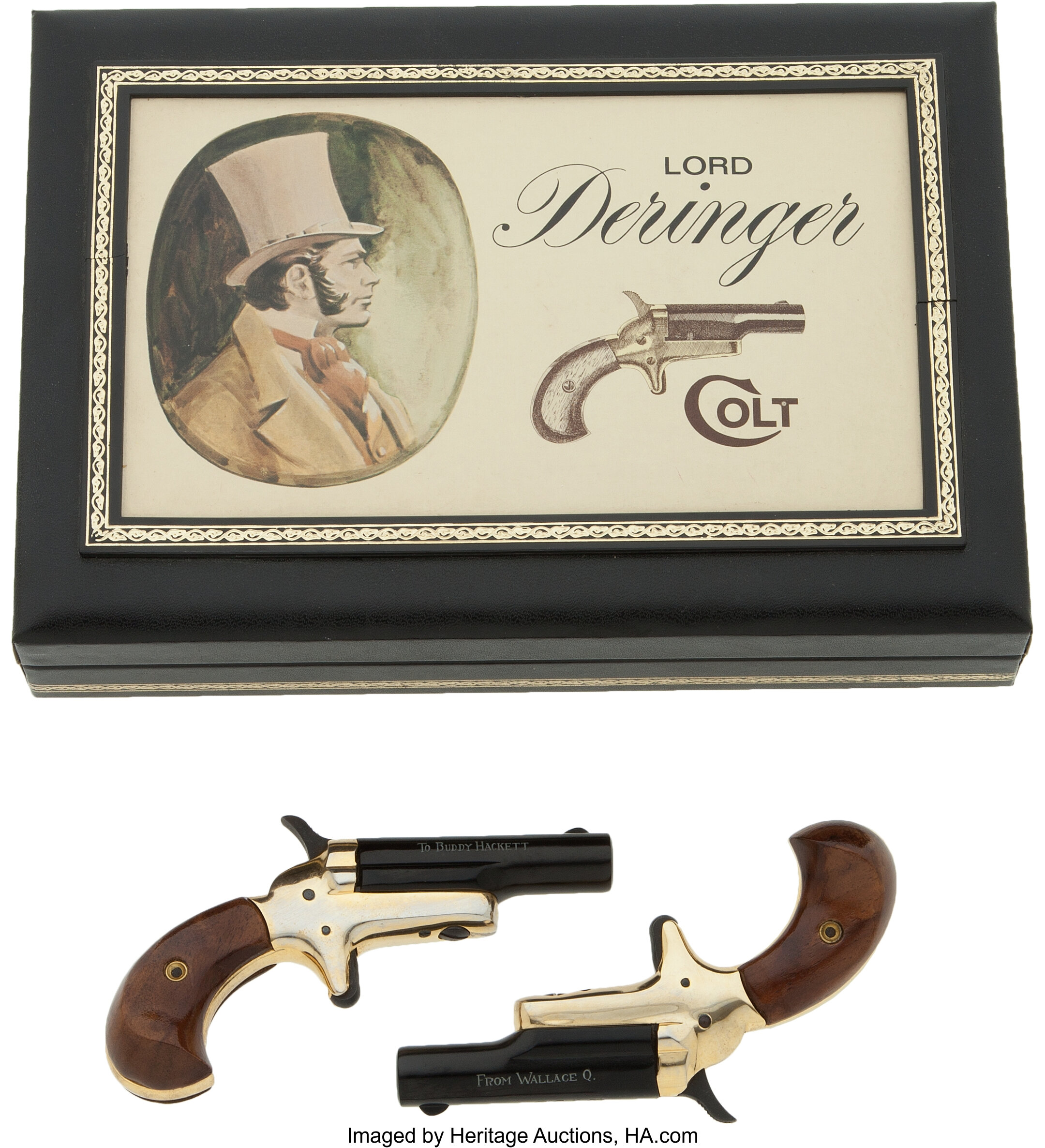 Cased Pair of Colt Lord Derringers Inscribed to Buddy Hackett