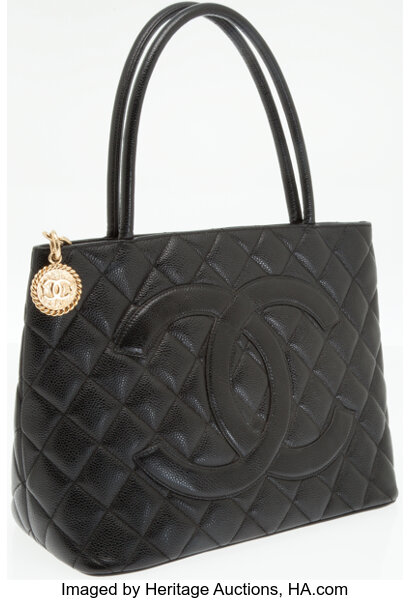 Chic Chanel Medallion Quilted Tote Bag Caviar Skin Dark Brown