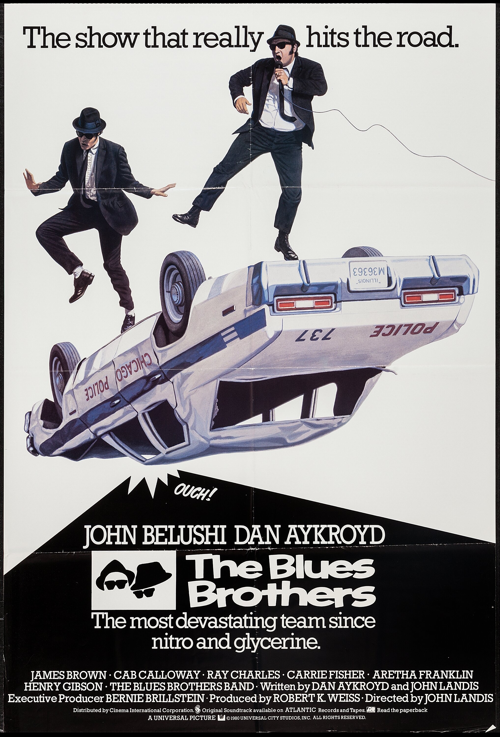  The Blues Brothers : John Belushi, Dan Aykroyd, John Candy,  Carrie Fisher, James Brown, Aretha Franklin, Ray Charles, John Lee Hooker,  Steven Spielberg, John Landis, Frank Oz, Cab Calloway, Twiggy, Paul