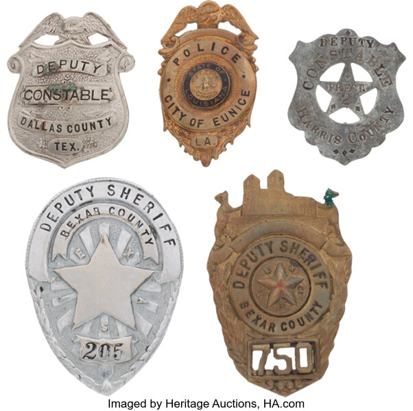 Sold at Auction: MIXED LOT OF 4 OBSOLETE LOUISIANA POLICE BADGE LOT