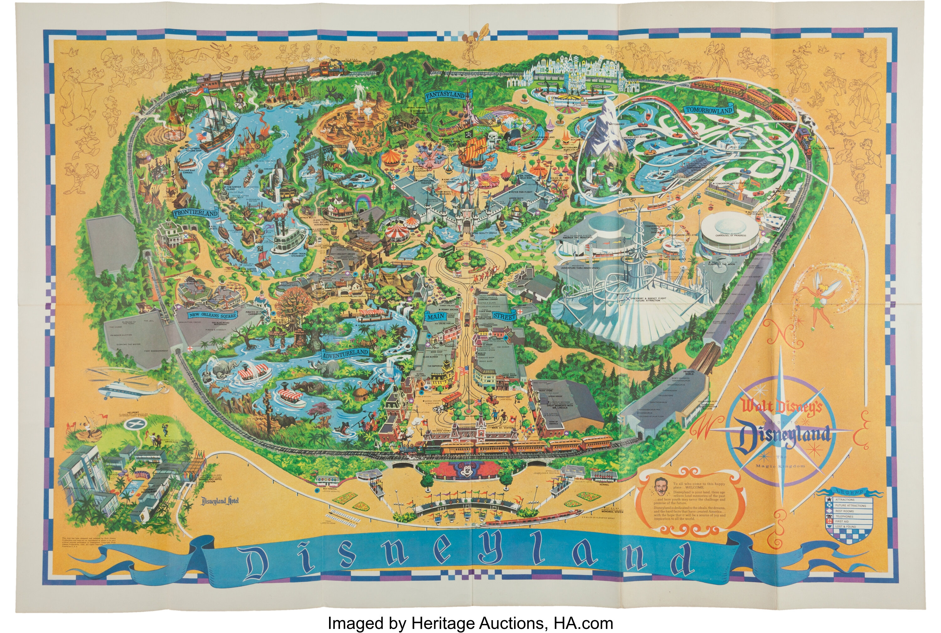Disneyland Map Walt Disney 1968 Memorabilia Disney Lot