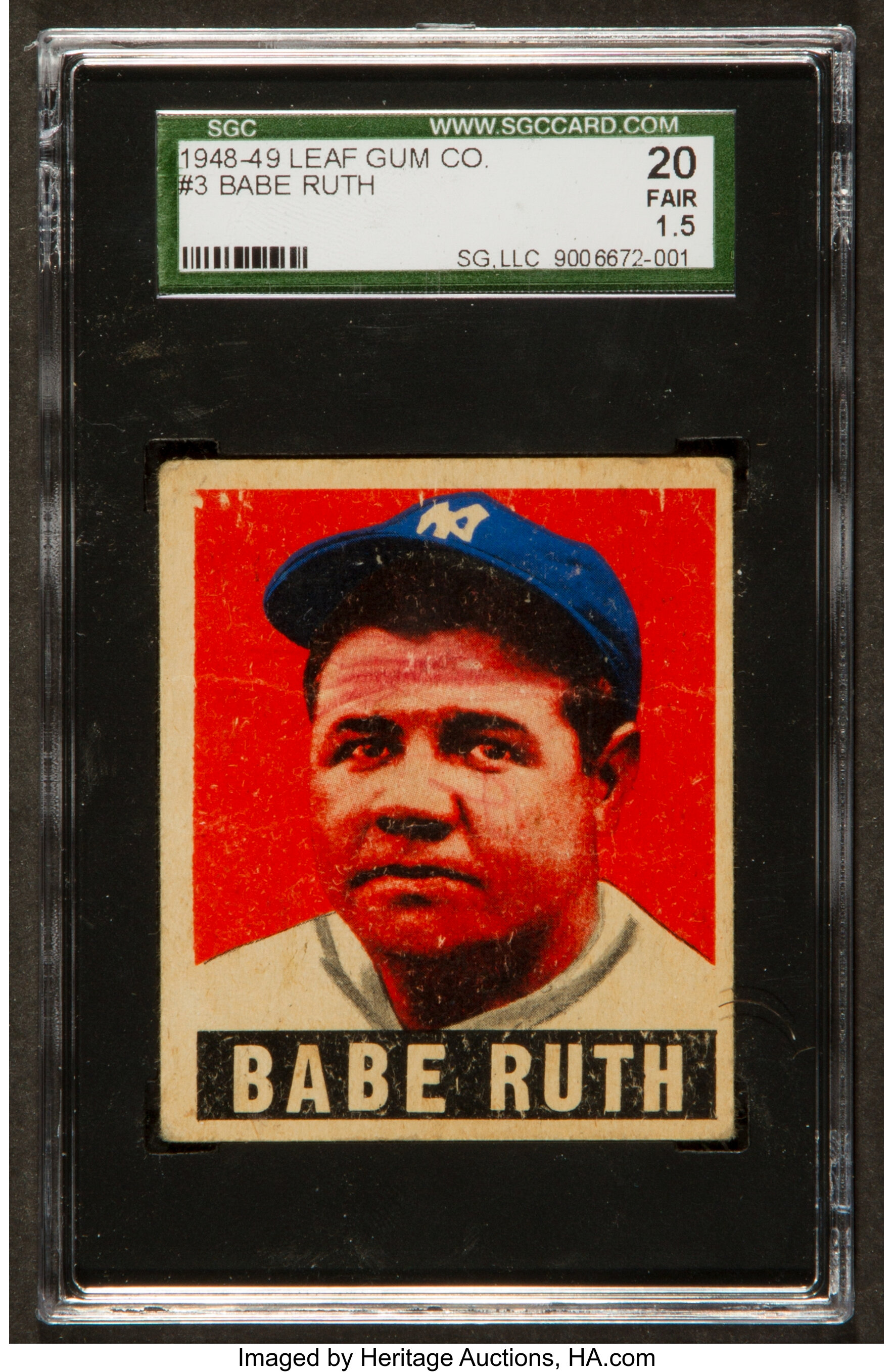 1948 Leaf Babe Ruth #3 SGC 20 Fair 1.5.... Baseball Cards Singles
