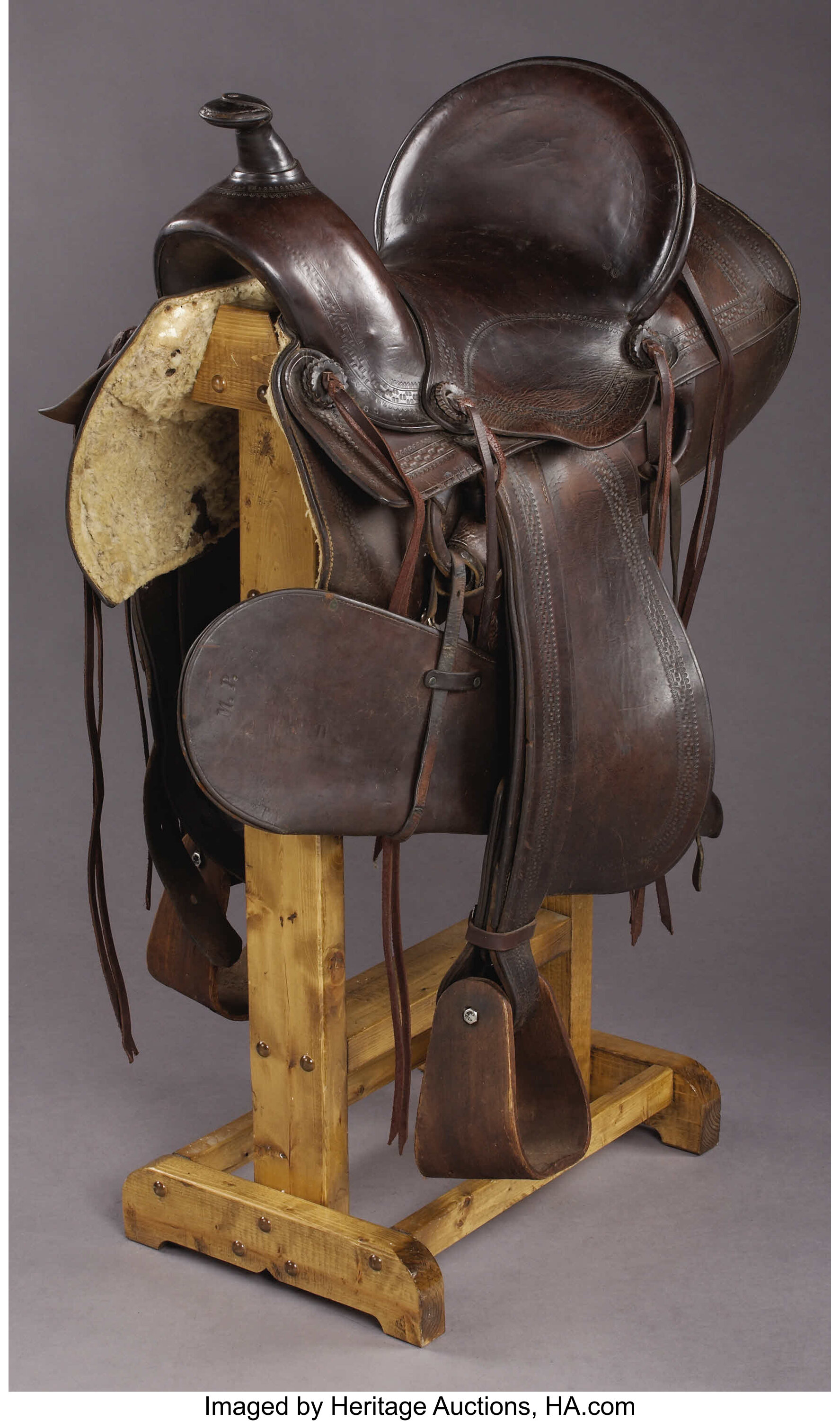 WESTERN HIGH BACK 1917 PACKERS SADDLE KANSAS ca. 1890-1910 - No | Lot ...