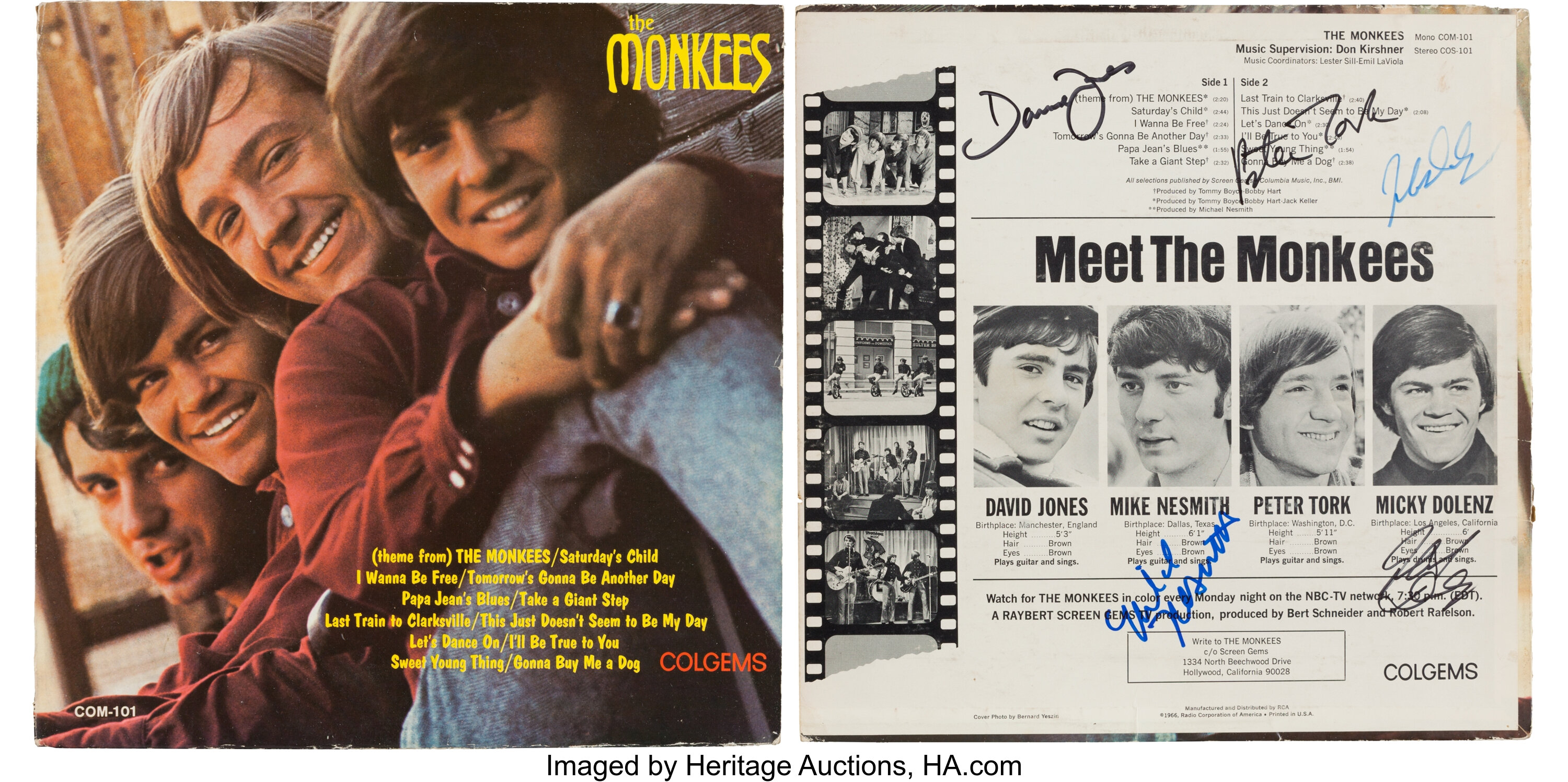 The Monkees Band Signed LP (Colgems 101, 1966).... (Total: 10