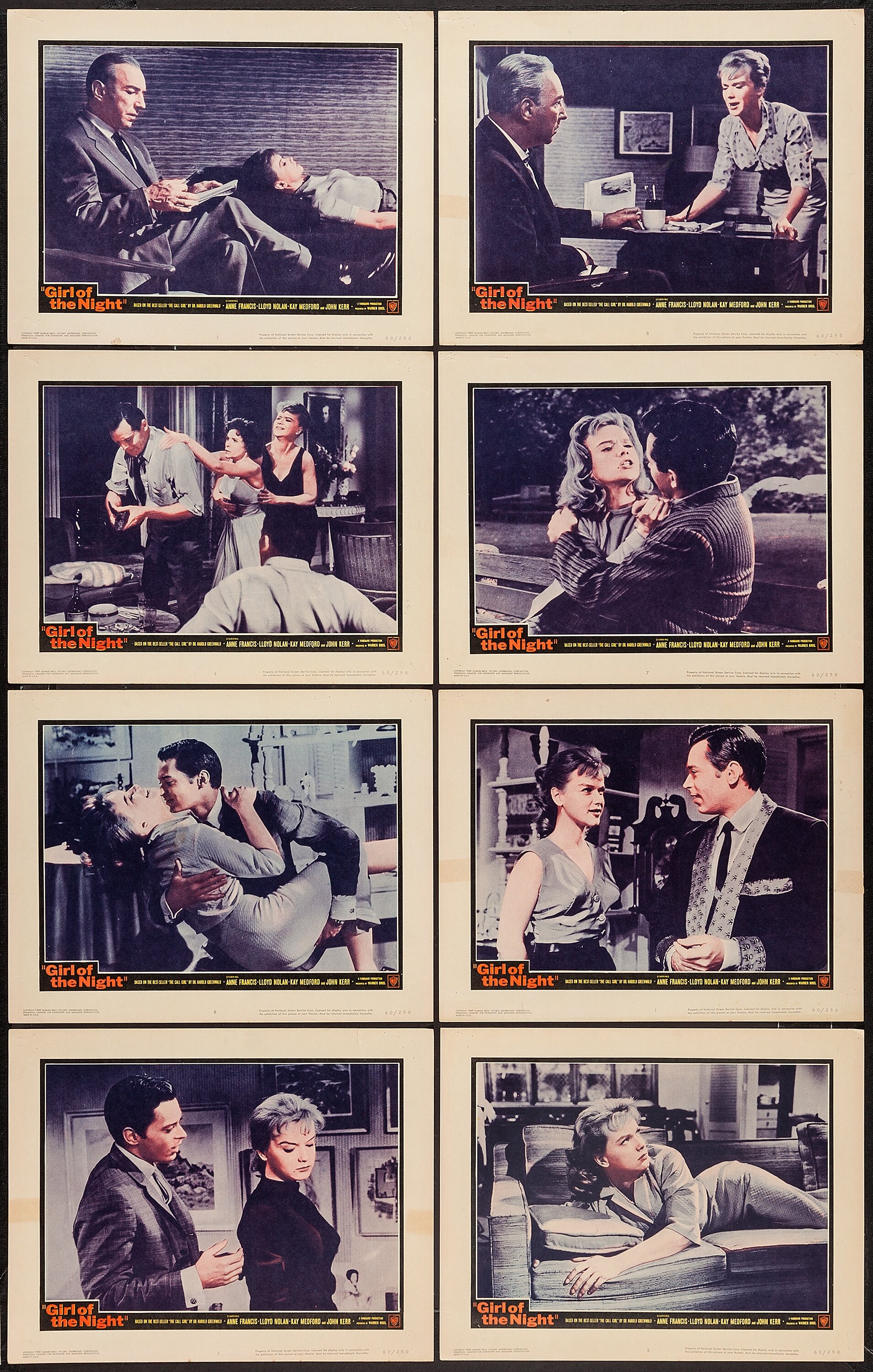 Girl of the Night (Warner Brothers, 1960). Lobby Card Set of 8 (11 ...