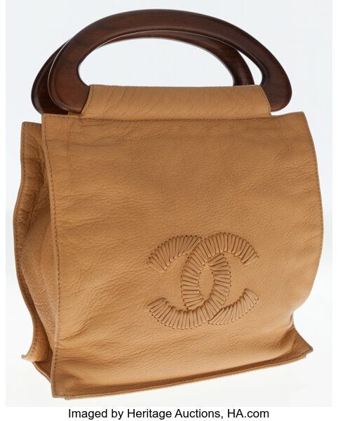 Chanel Light Brown Leather and Wooden Handle Bag. ... Luxury | Lot #76013 |  Heritage Auctions