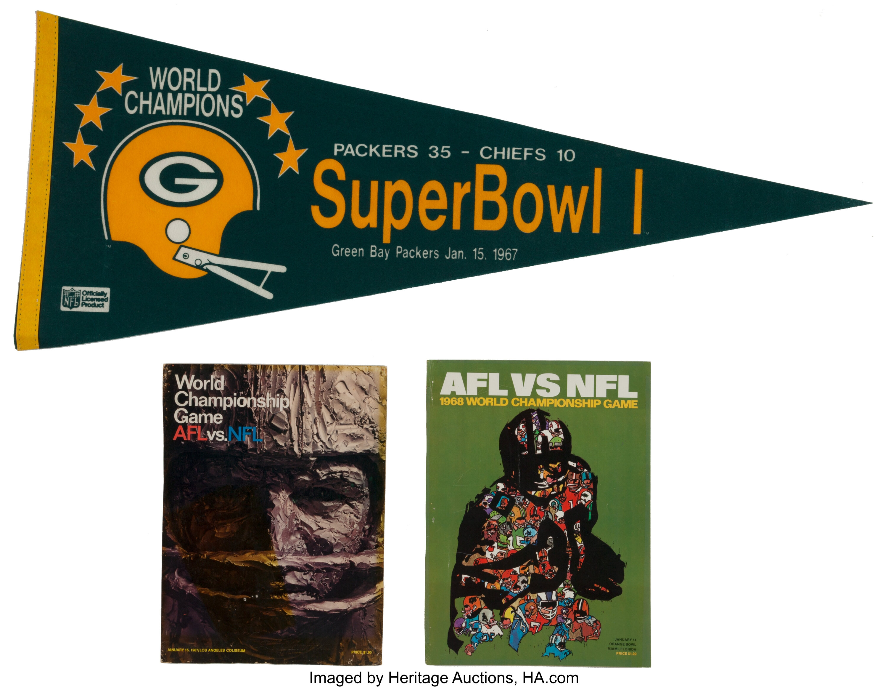 1967 and 1968 Super Bowl I and II Green Bay Packers Lot - With Rare, Lot  #41147