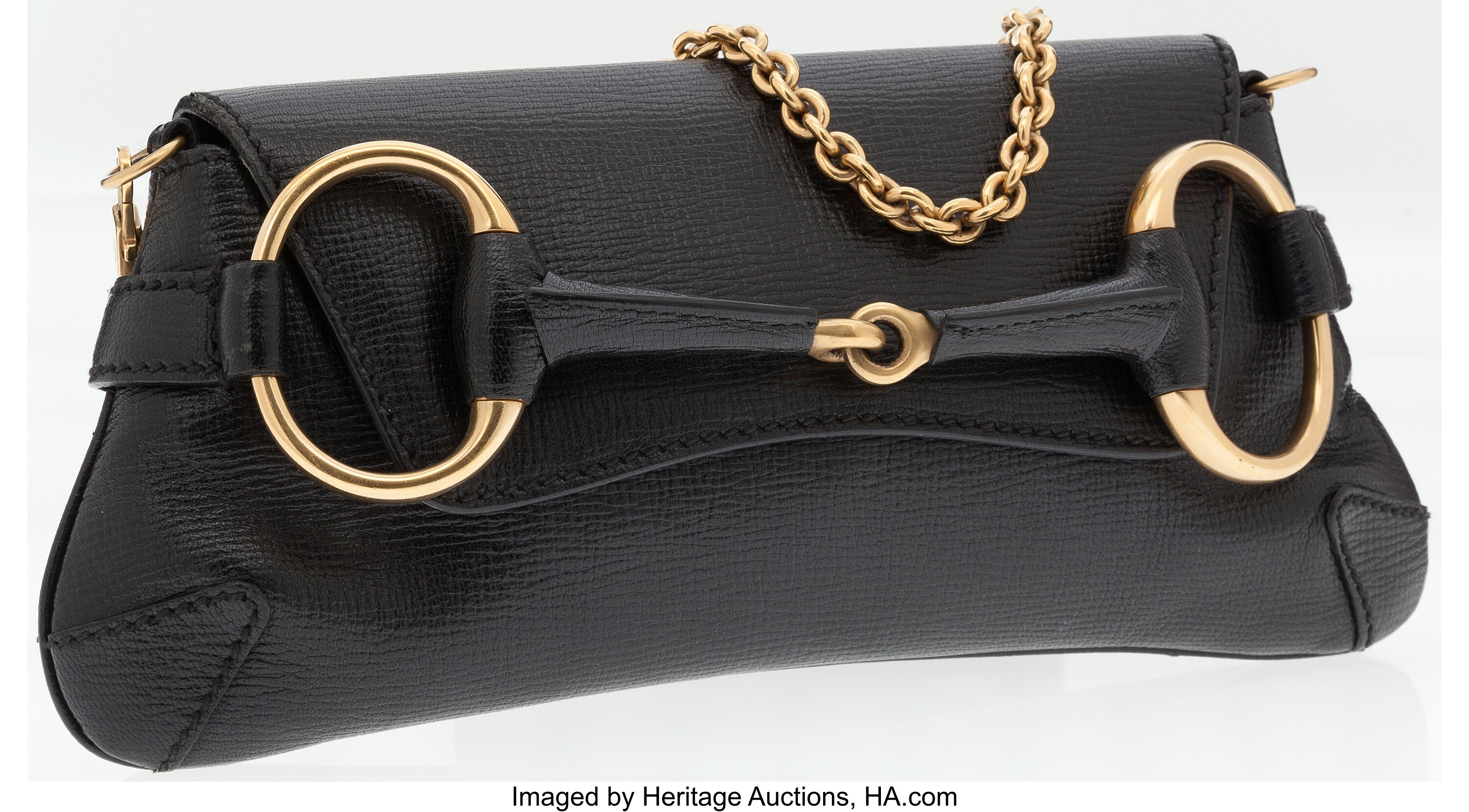 GUCCI Monogram Studded Horsebit Clutch Black 1302639