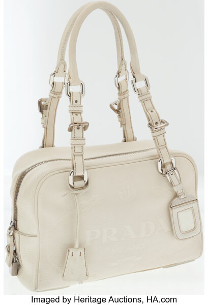 PRADA Leather Hobo bag Shoulder bag Handbag Cream Vintage Old iw335a