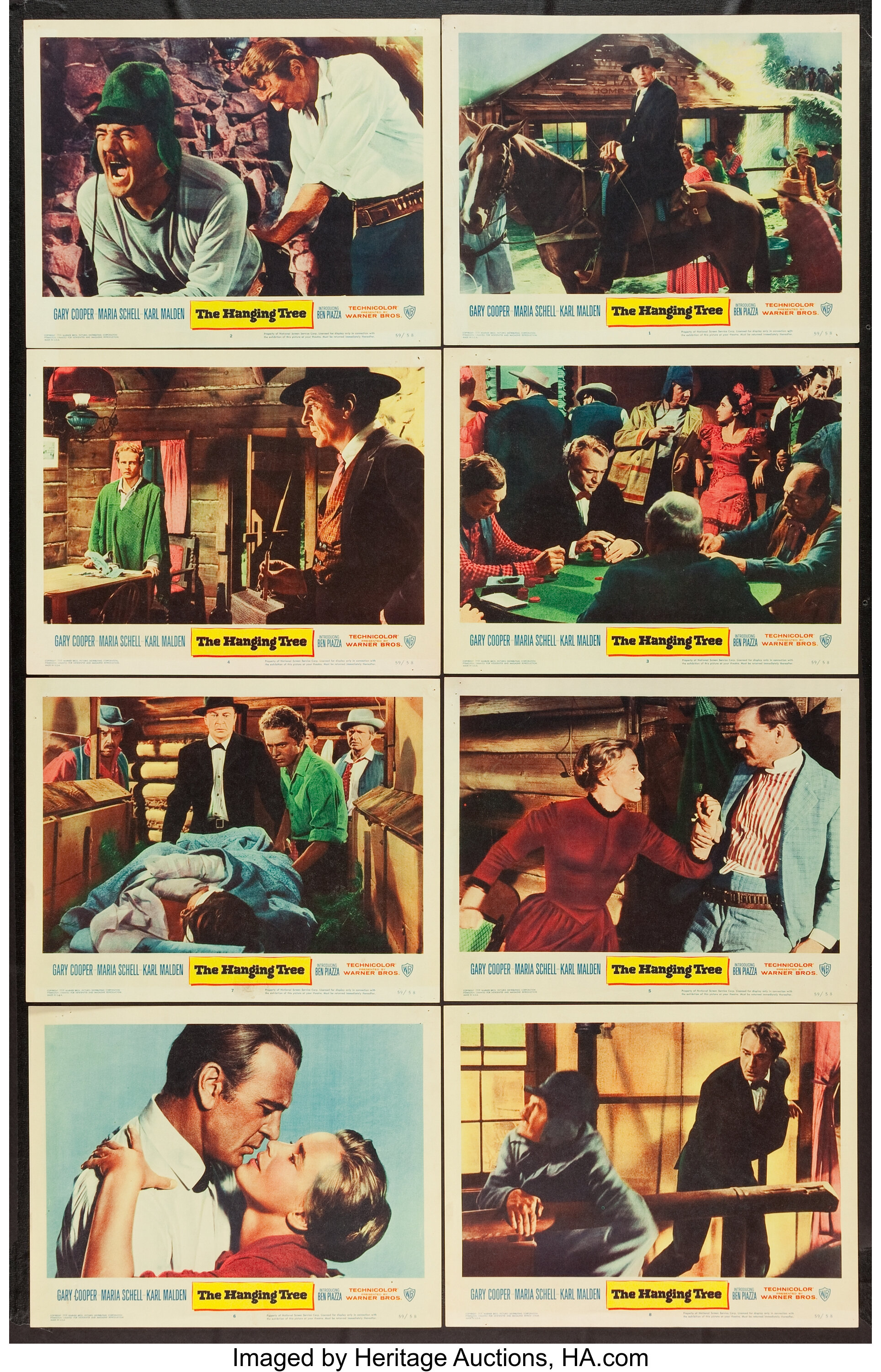 The Hanging Tree (Warner Brothers, 1959). Lobby Card Set of 8 (11 ...