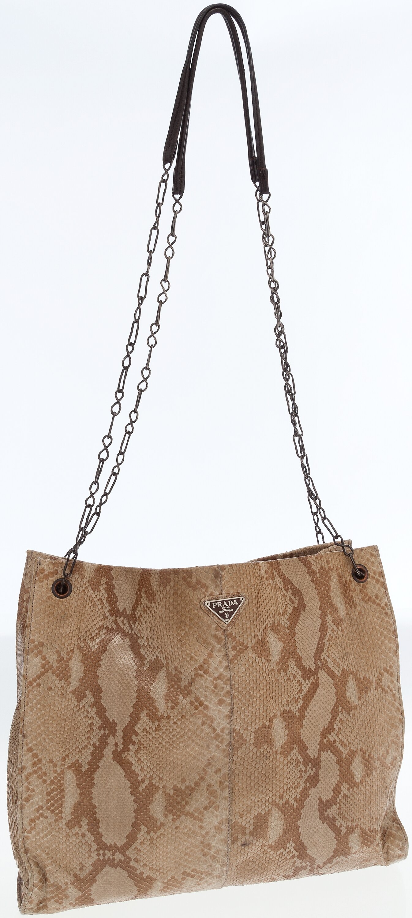 Prada Brown Snakeskin Vintage Shoulder Bag. Luxury Accessories