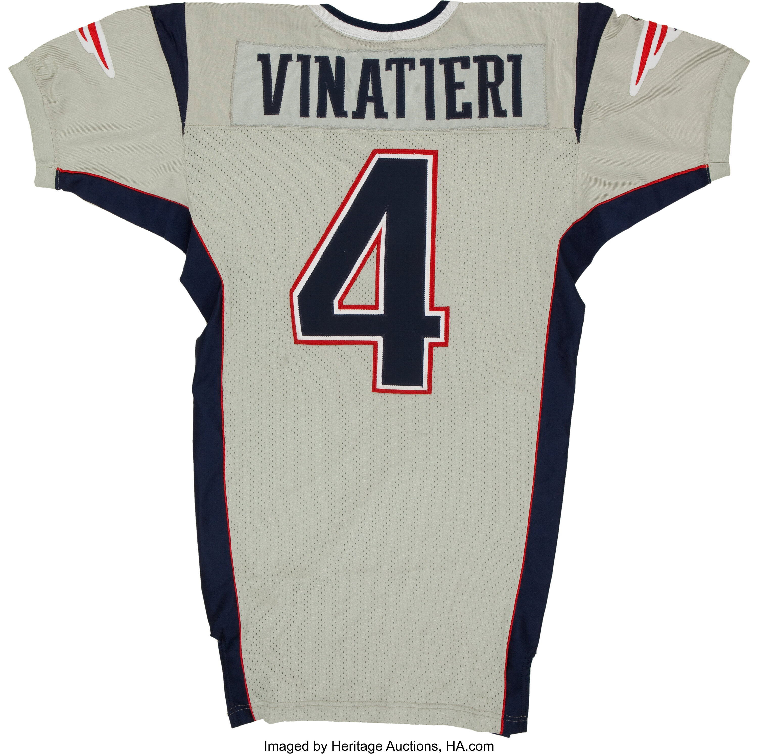 2004 Adam Vinatieri Game Issued New England Patriots Silver, Lot #43166