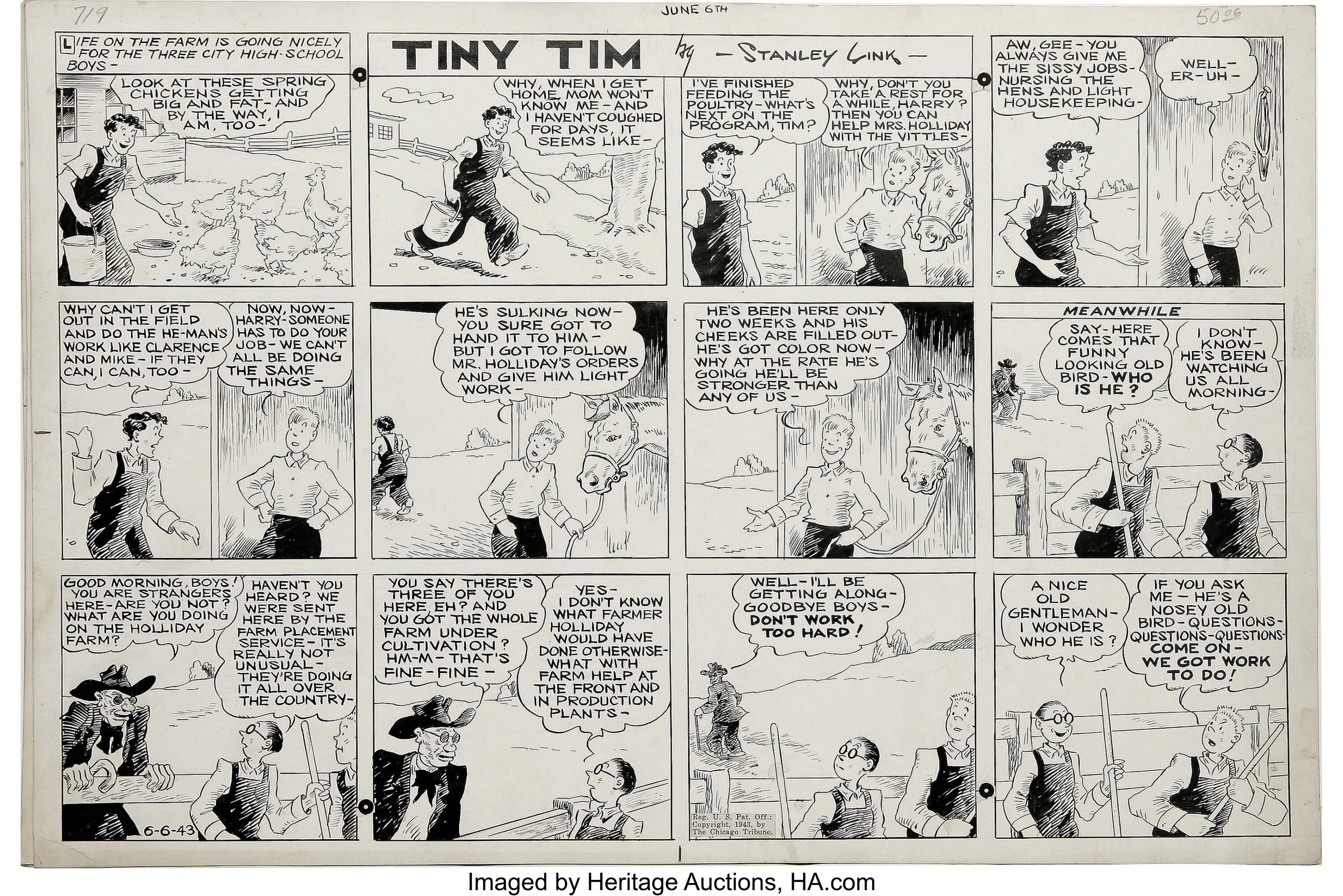 TH03a TINY TIM by Stanley Link Lot of 2 Sunday Tabloid Half Page