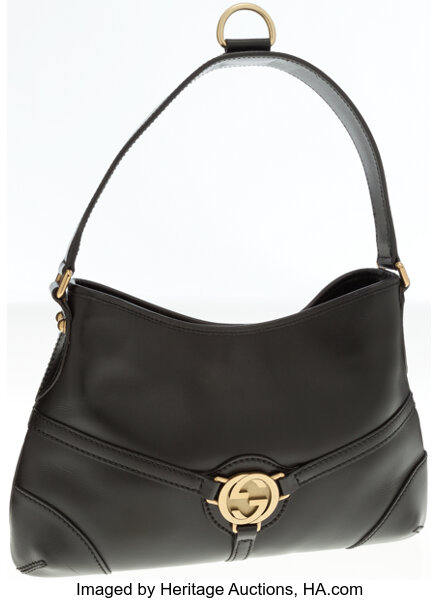 Sold at Auction: Gucci Monogram Black Suede Shoulder Bag Tote