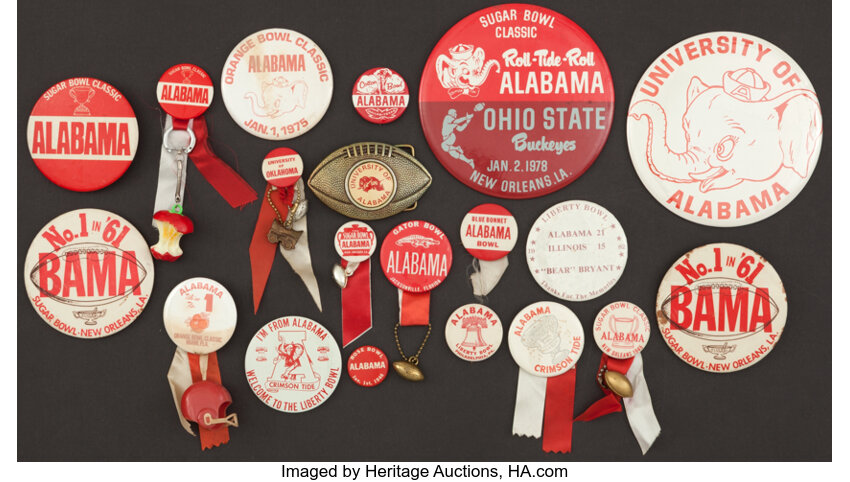 Collection Of 20 University Of Alabama Pinback Buttons And