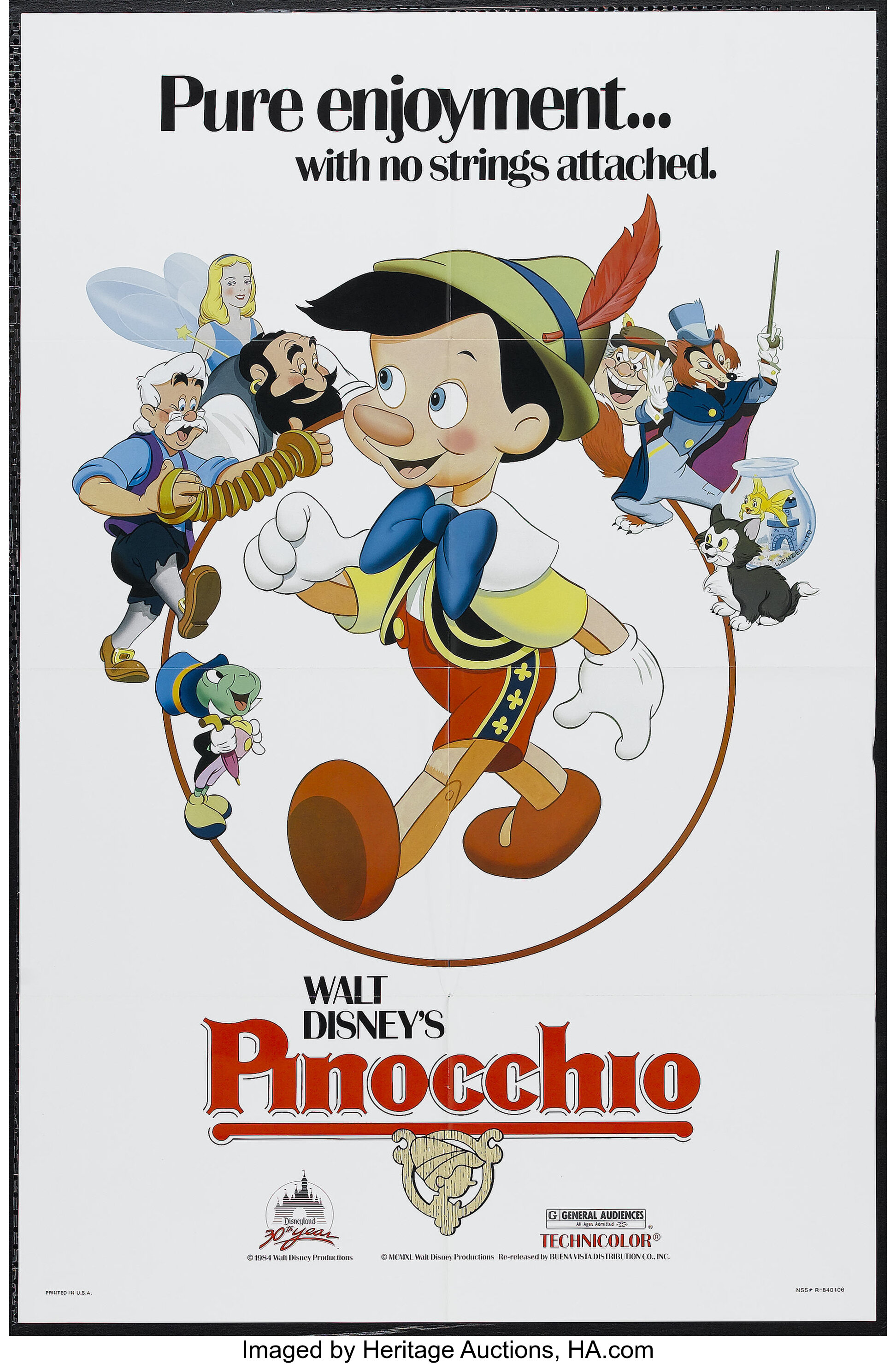 Pinocchio Buena Vista R 1984 One Sheet 27 X 41 Animated Lot Heritage Auctions